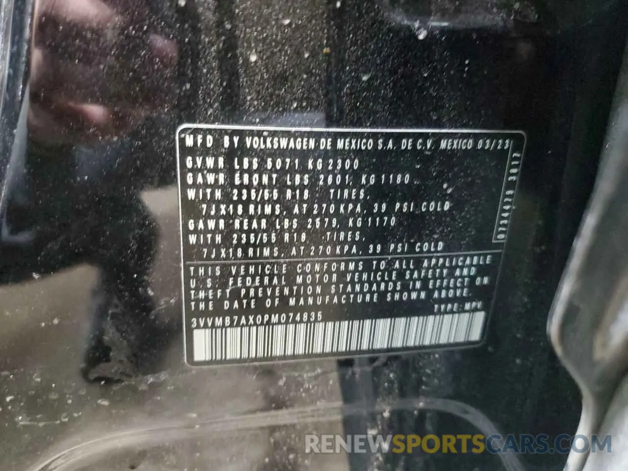13 Photograph of a damaged car 3VVMB7AX0PM074835 VOLKSWAGEN TIGUAN 2023