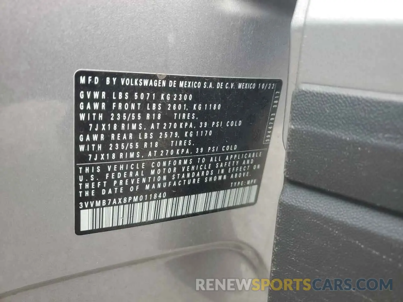 15 Photograph of a damaged car 3VVMB7AX8PM011840 VOLKSWAGEN TIGUAN 2023