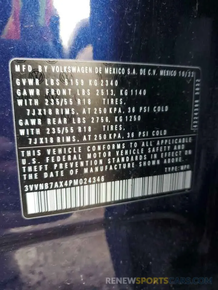 12 Photograph of a damaged car 3VVNB7AX4PM024346 VOLKSWAGEN TIGUAN 2023