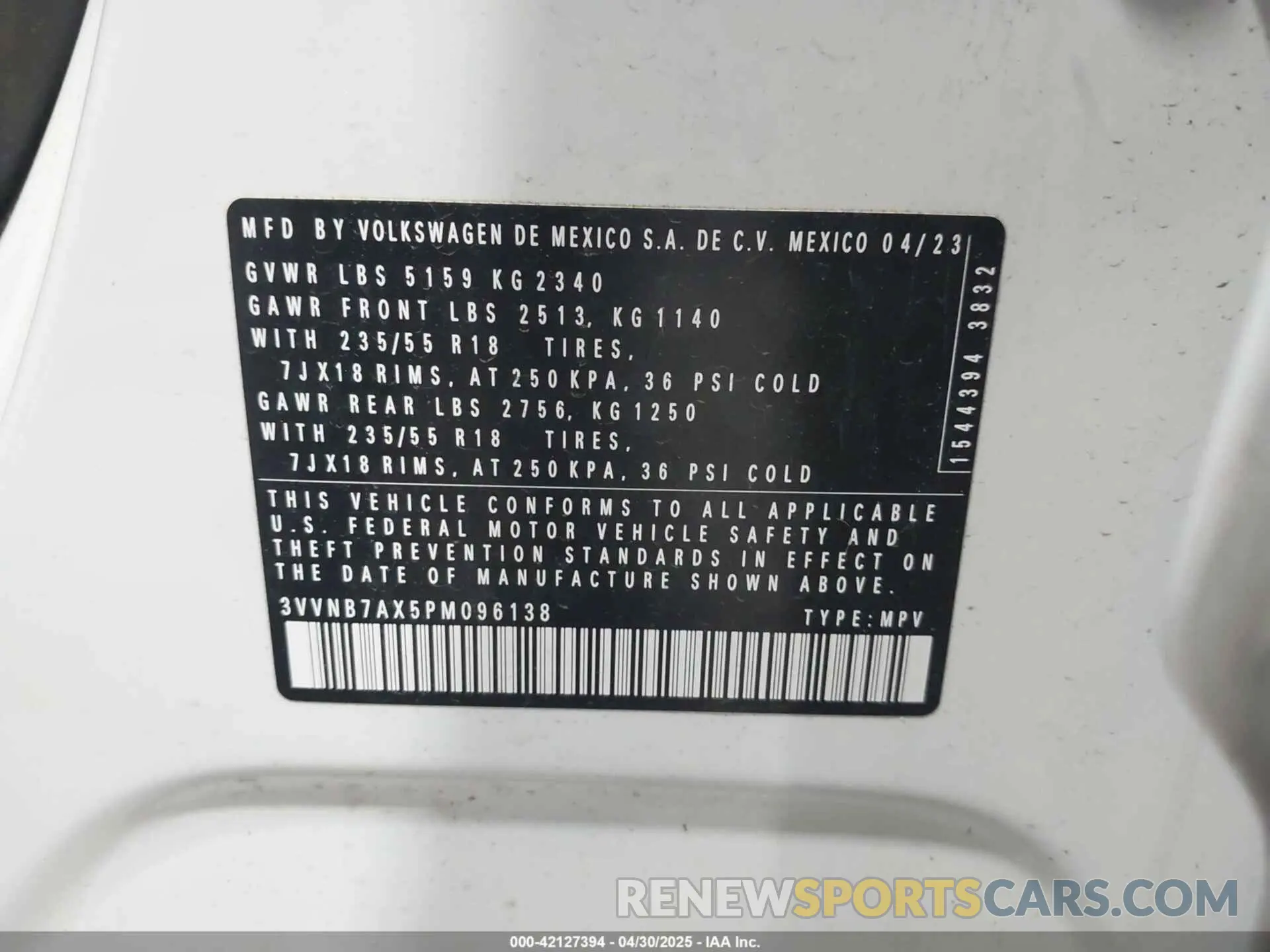9 Photograph of a damaged car 3VVNB7AX5PM096138 VOLKSWAGEN TIGUAN 2023