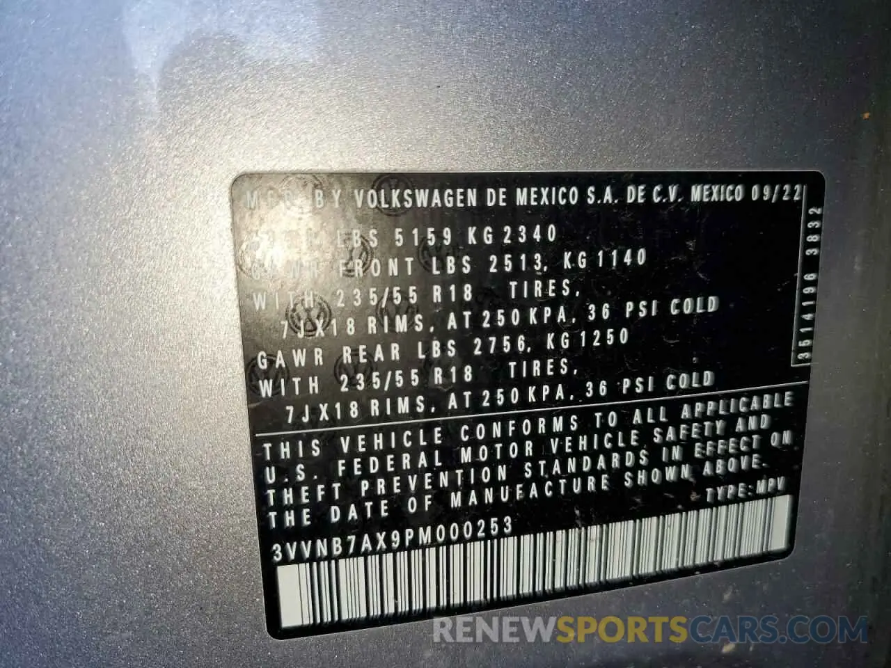 13 Photograph of a damaged car 3VVNB7AX9PM000253 VOLKSWAGEN TIGUAN 2023