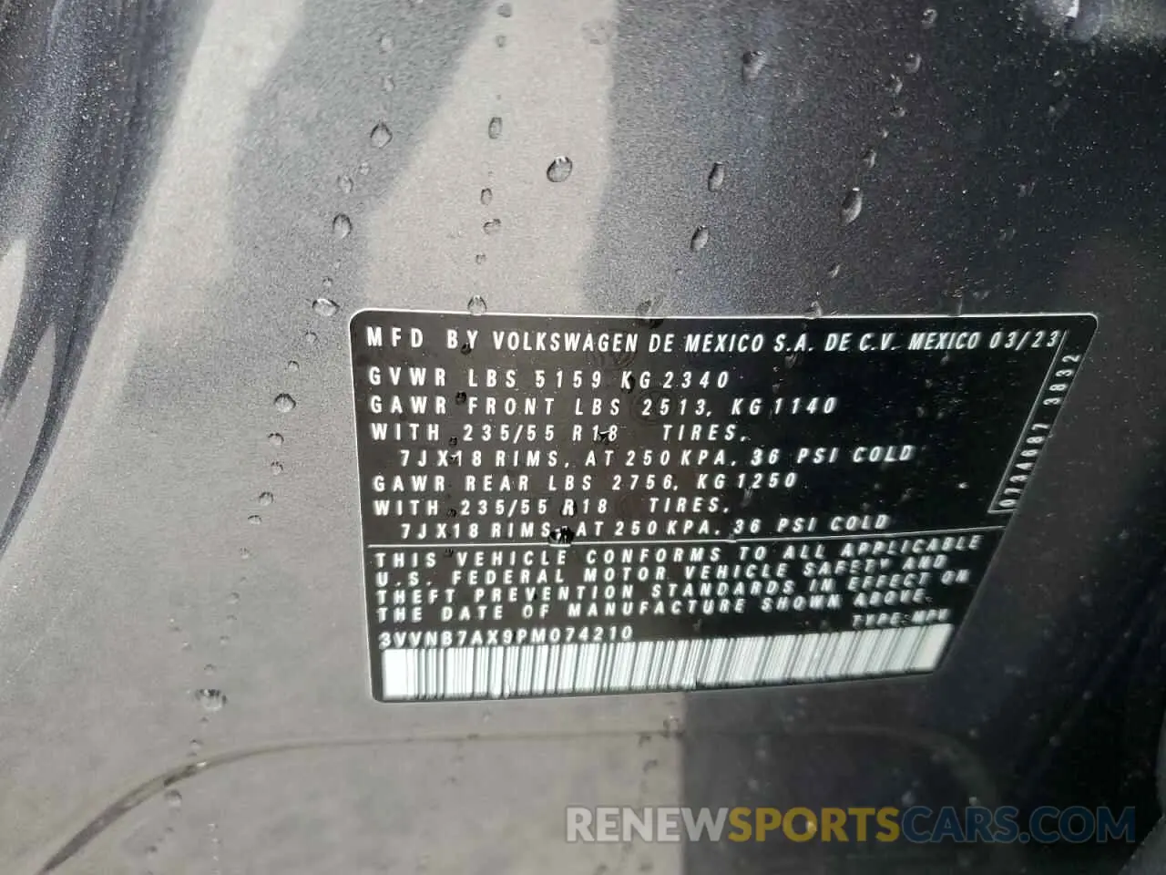 13 Photograph of a damaged car 3VVNB7AX9PM074210 VOLKSWAGEN TIGUAN 2023