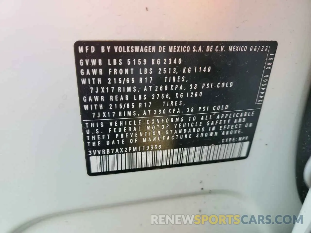 14 Photograph of a damaged car 3VVRB7AX2PM119666 VOLKSWAGEN TIGUAN 2023