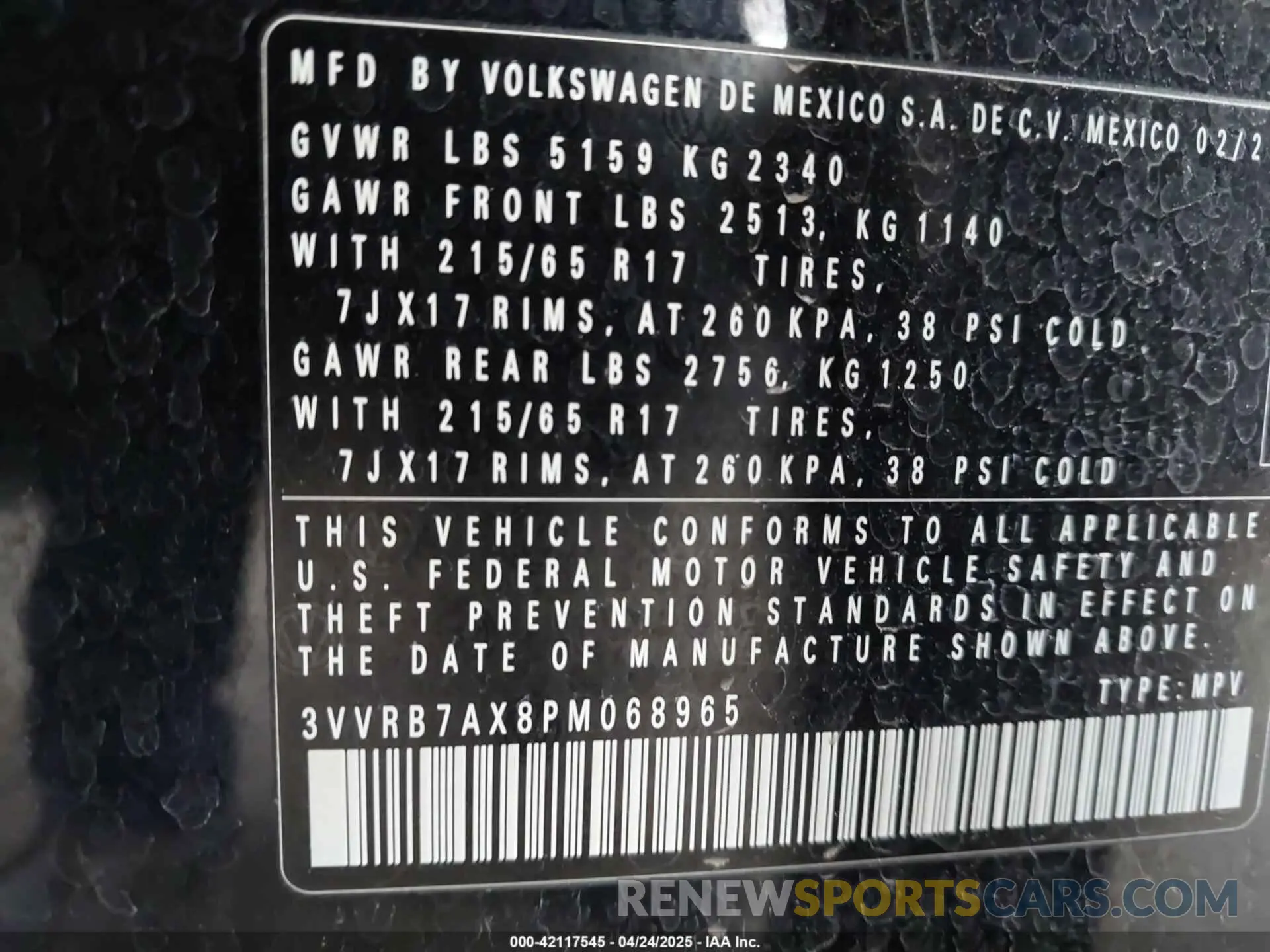 9 Photograph of a damaged car 3VVRB7AX8PM068965 VOLKSWAGEN TIGUAN 2023