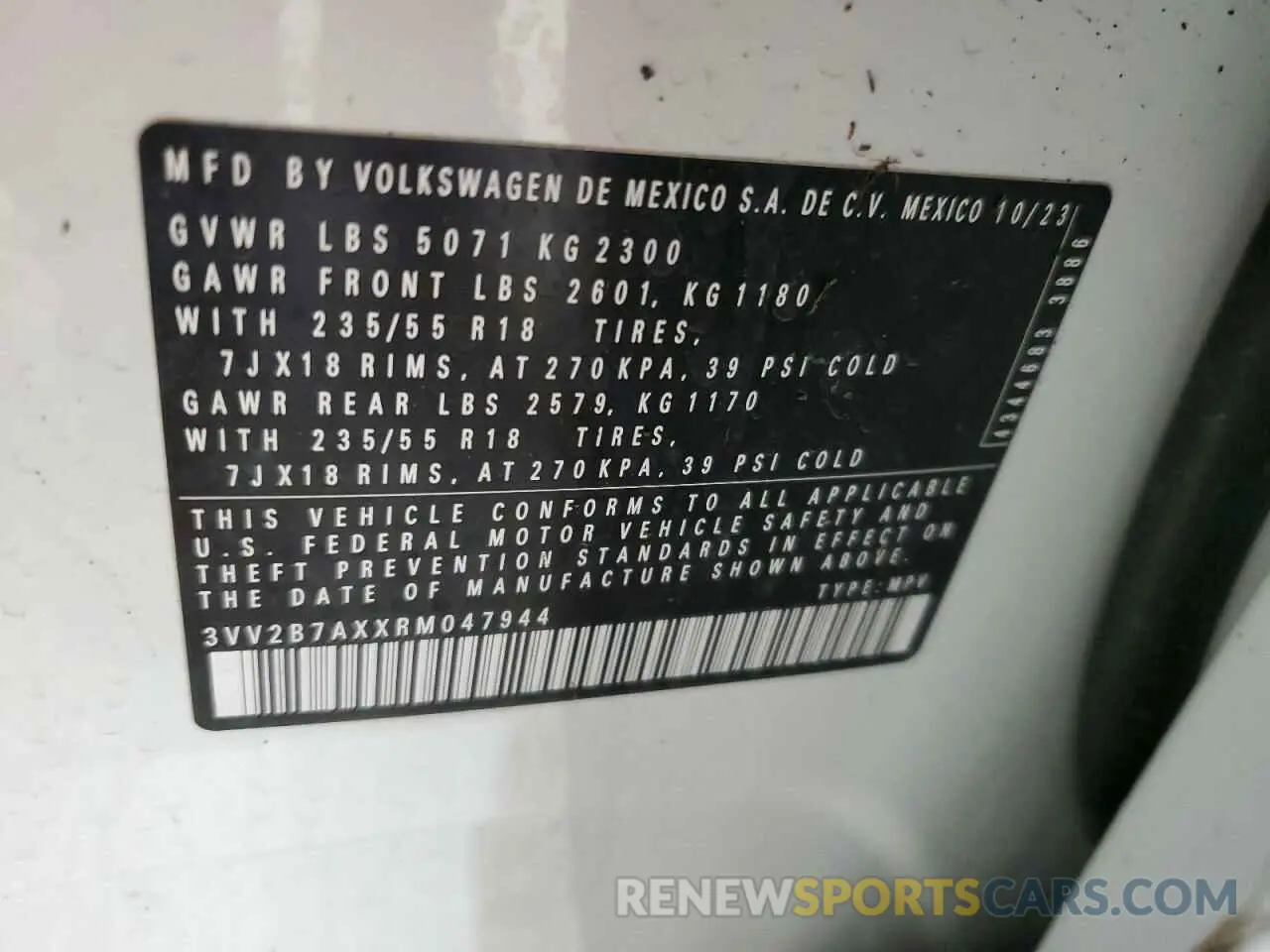 15 Photograph of a damaged car 3VV2B7AXXRM047944 VOLKSWAGEN TIGUAN 2024