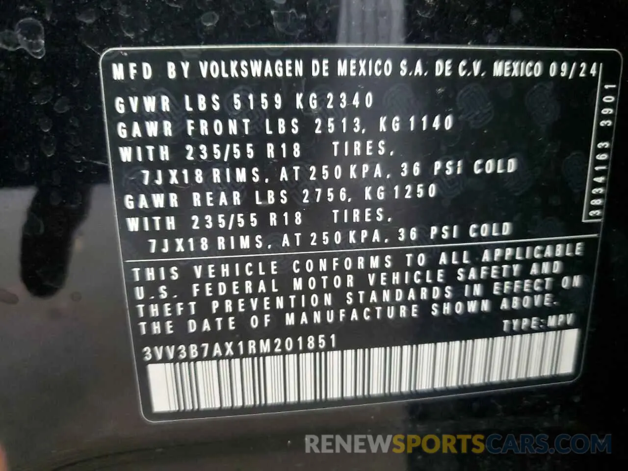14 Photograph of a damaged car 3VV3B7AX1RM201851 VOLKSWAGEN TIGUAN 2024