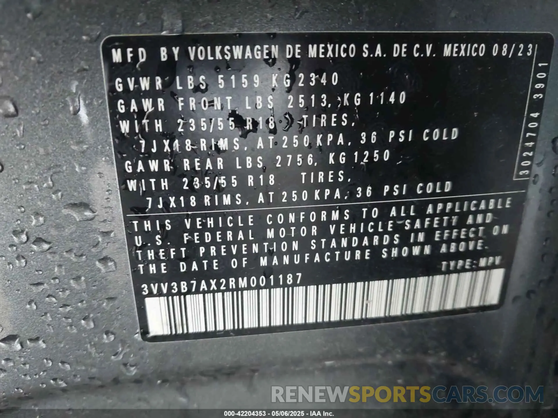 9 Photograph of a damaged car 3VV3B7AX2RM001187 VOLKSWAGEN TIGUAN 2024
