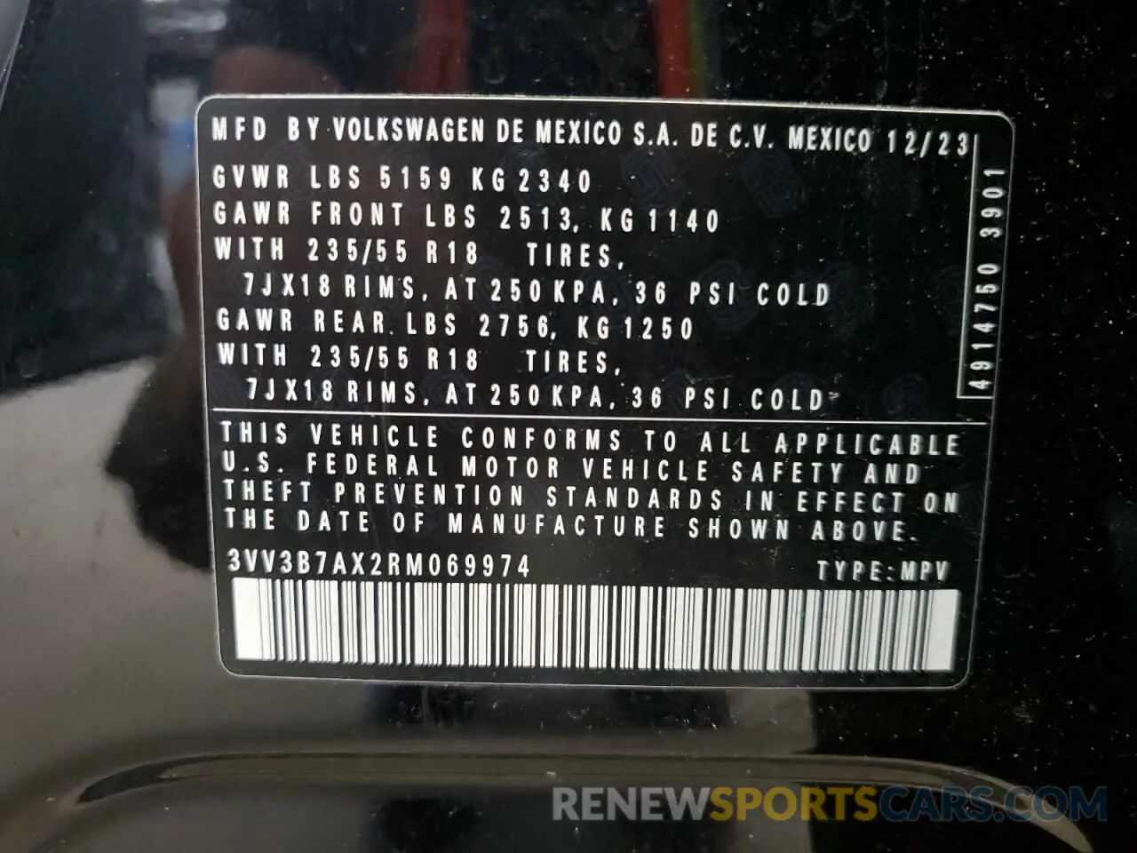 14 Photograph of a damaged car 3VV3B7AX2RM069974 VOLKSWAGEN TIGUAN 2024
