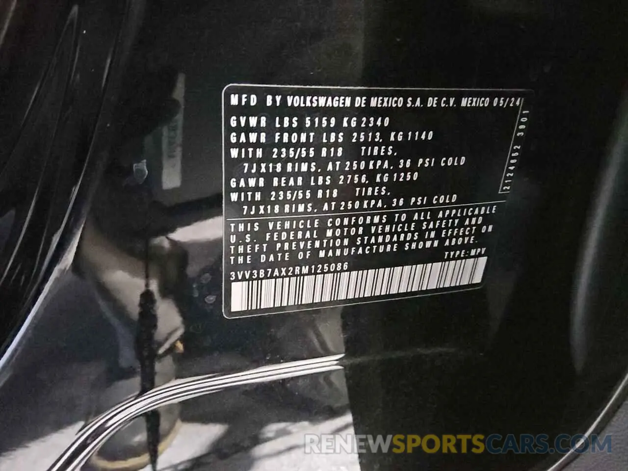 14 Photograph of a damaged car 3VV3B7AX2RM125086 VOLKSWAGEN TIGUAN 2024