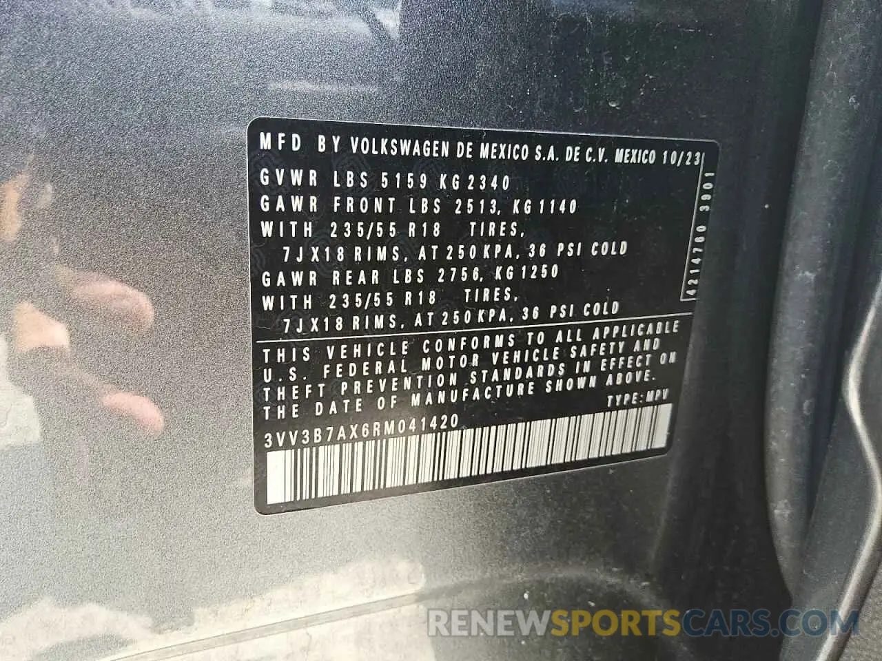13 Photograph of a damaged car 3VV3B7AX6RM041420 VOLKSWAGEN TIGUAN 2024