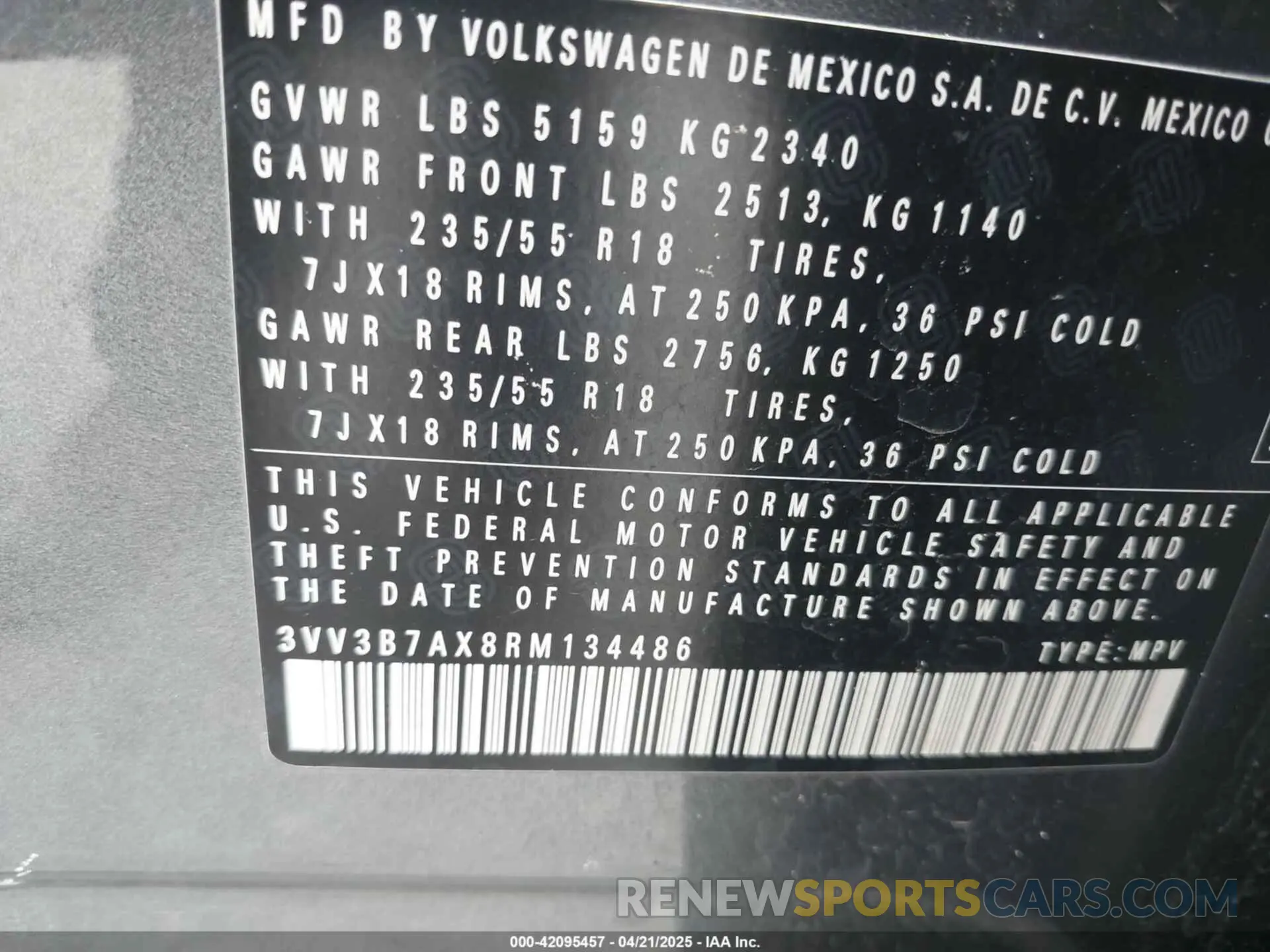 9 Photograph of a damaged car 3VV3B7AX8RM134486 VOLKSWAGEN TIGUAN 2024