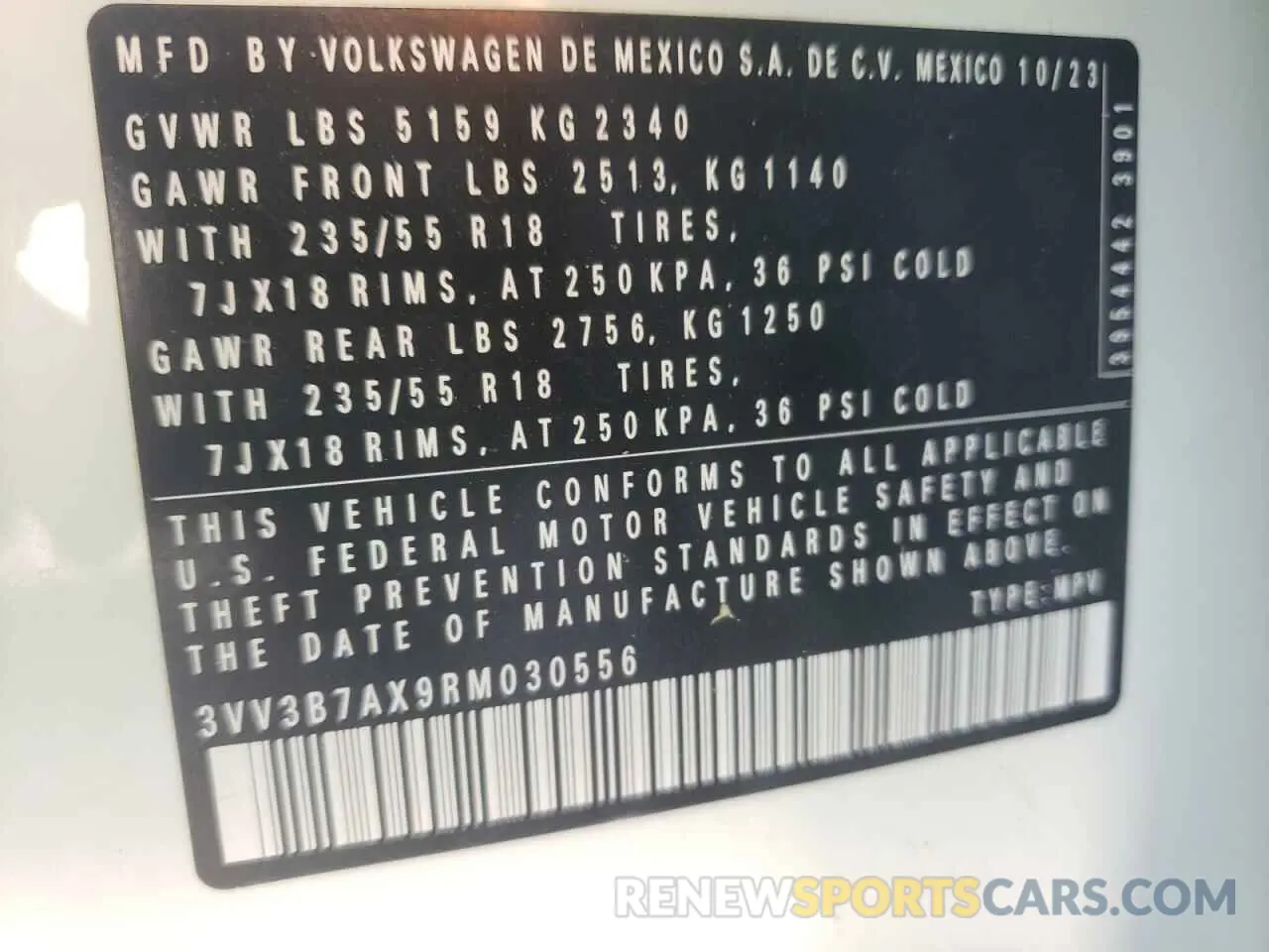 13 Photograph of a damaged car 3VV3B7AX9RM030556 VOLKSWAGEN TIGUAN 2024