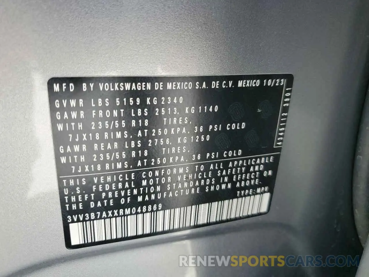 14 Photograph of a damaged car 3VV3B7AXXRM048869 VOLKSWAGEN TIGUAN 2024