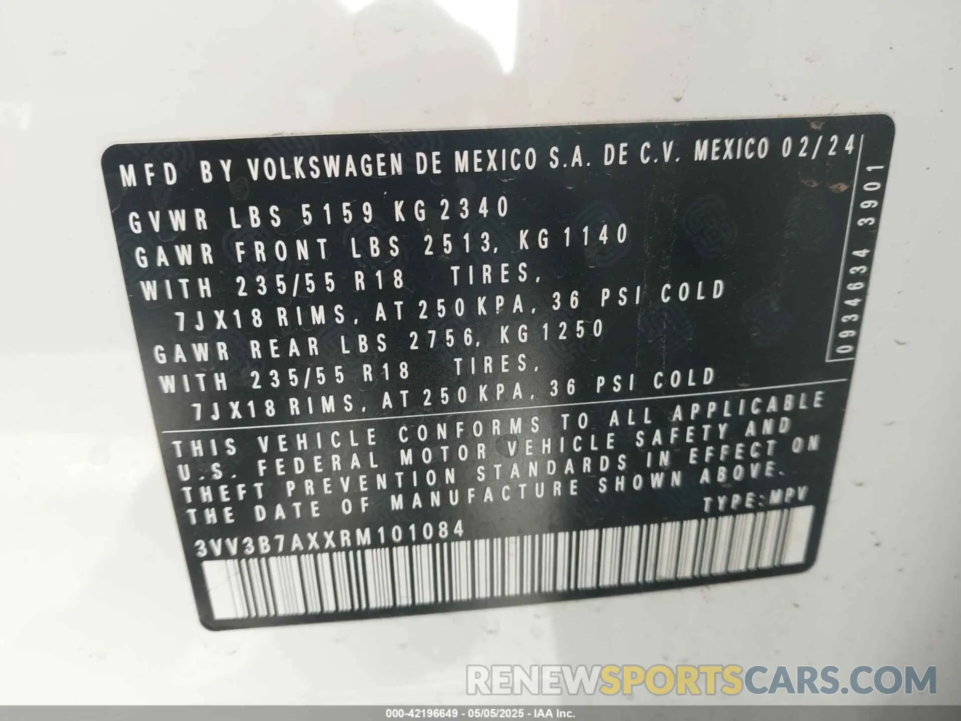 9 Photograph of a damaged car 3VV3B7AXXRM101084 VOLKSWAGEN TIGUAN 2024