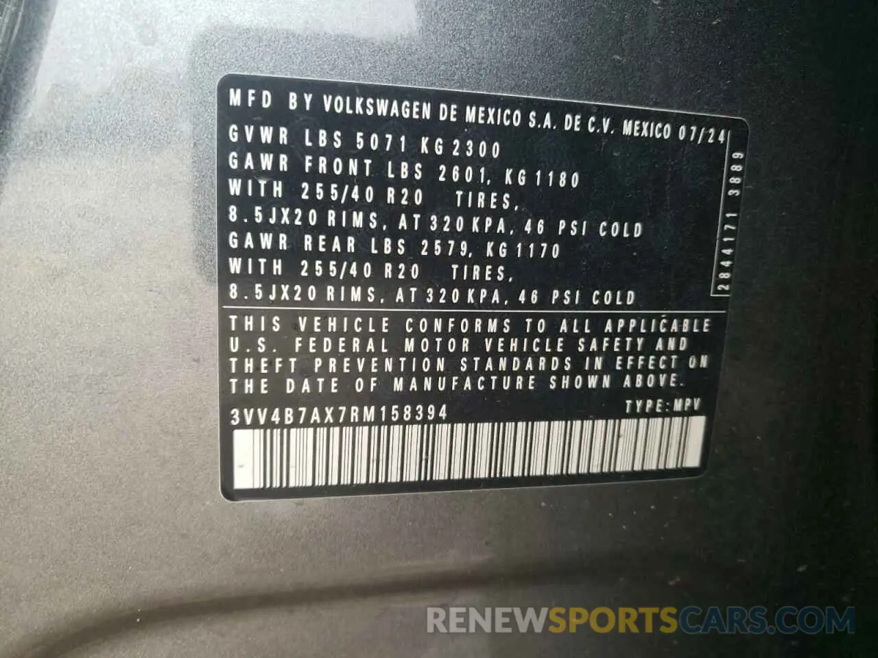 14 Photograph of a damaged car 3VV4B7AX7RM158394 VOLKSWAGEN TIGUAN 2024