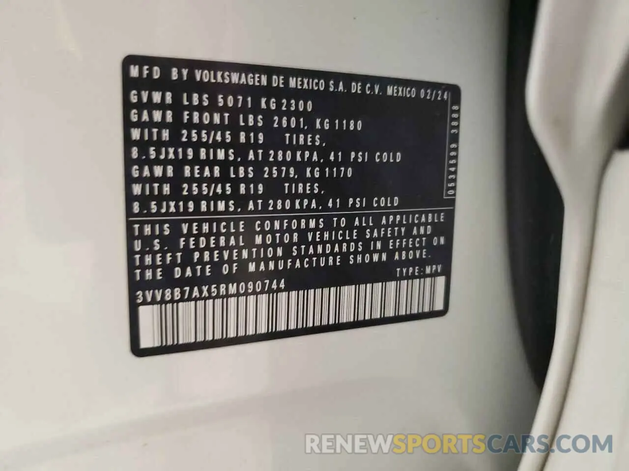 15 Photograph of a damaged car 3VV8B7AX5RM090744 VOLKSWAGEN TIGUAN 2024