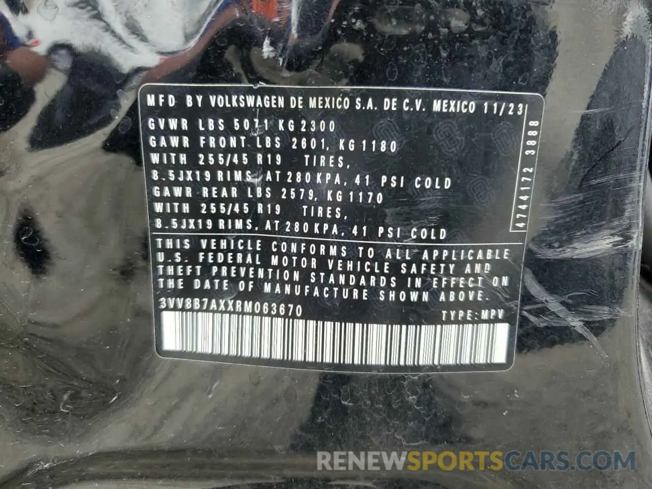 14 Photograph of a damaged car 3VV8B7AXXRM063670 VOLKSWAGEN TIGUAN 2024
