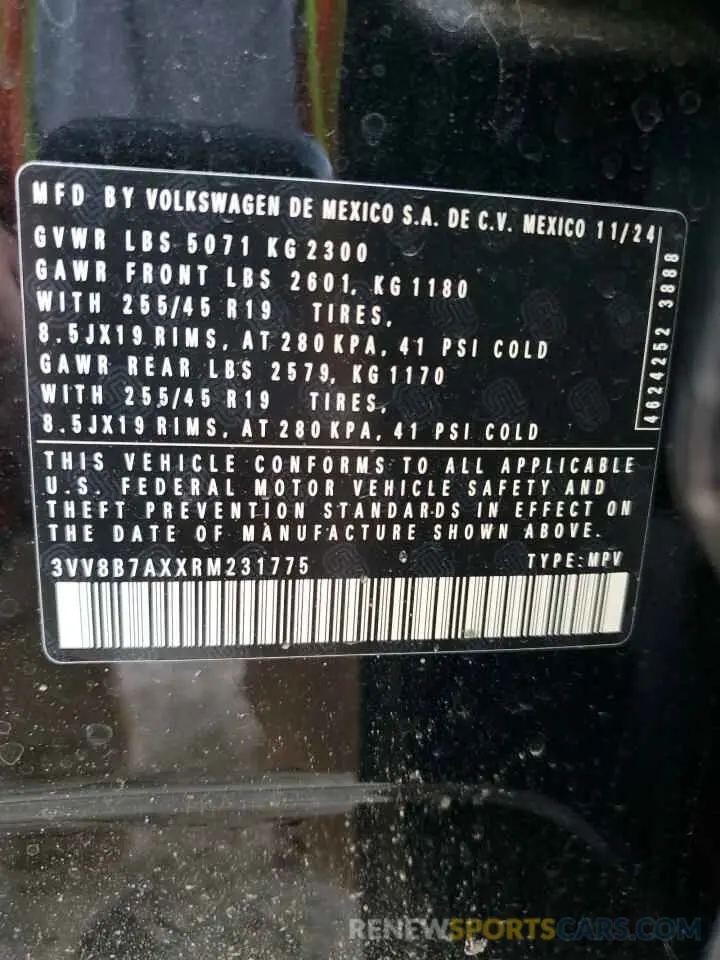 14 Photograph of a damaged car 3VV8B7AXXRM231775 VOLKSWAGEN TIGUAN 2024