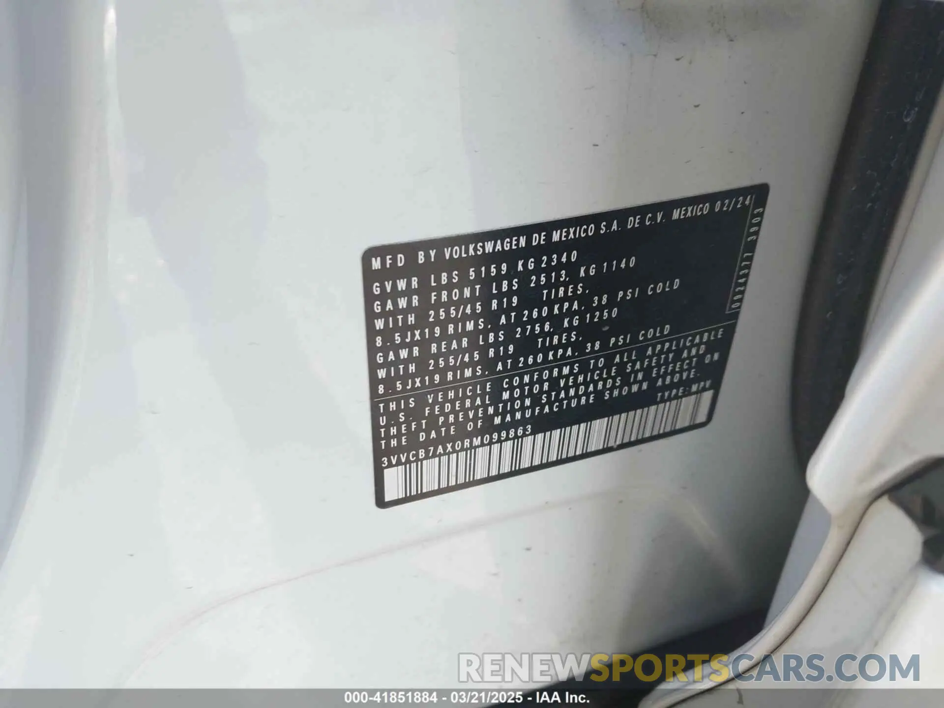 9 Photograph of a damaged car 3VVCB7AX0RM099863 VOLKSWAGEN TIGUAN 2024