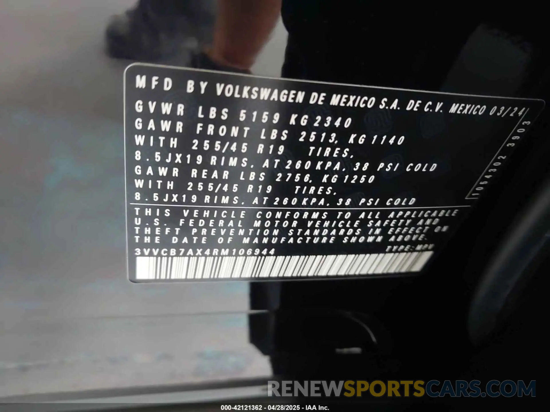 9 Photograph of a damaged car 3VVCB7AX4RM106944 VOLKSWAGEN TIGUAN 2024