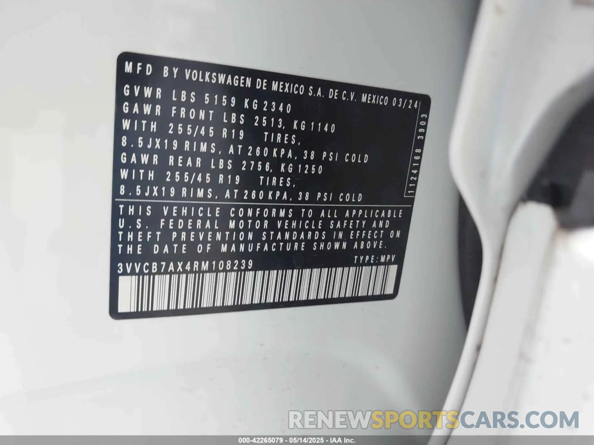 9 Photograph of a damaged car 3VVCB7AX4RM108239 VOLKSWAGEN TIGUAN 2024