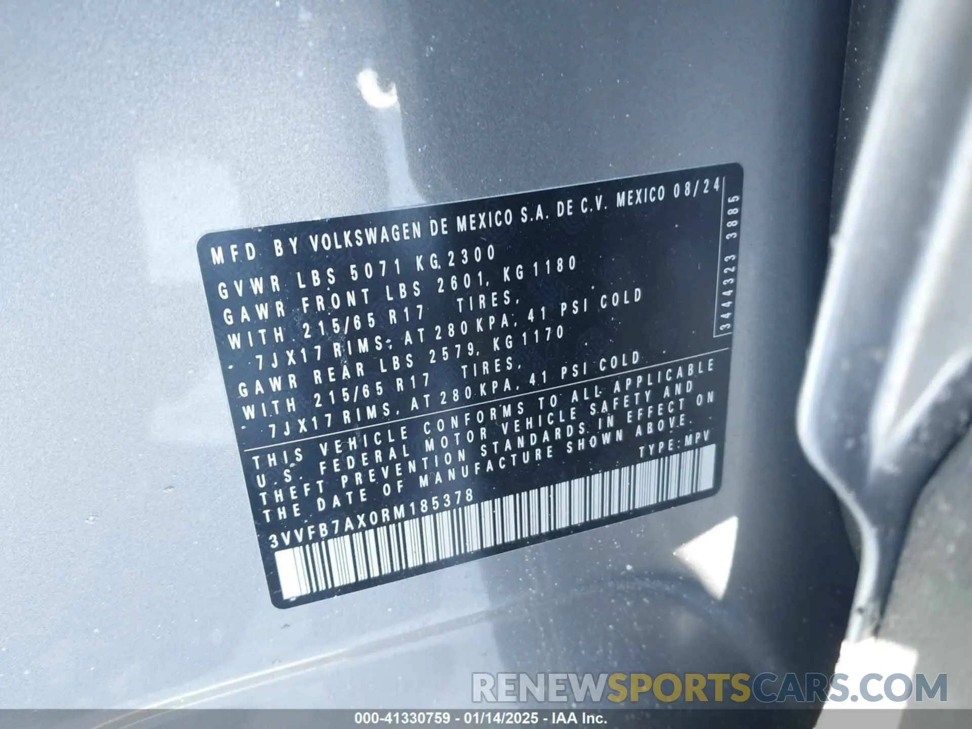 9 Photograph of a damaged car 3VVFB7AX0RM185378 VOLKSWAGEN TIGUAN 2024