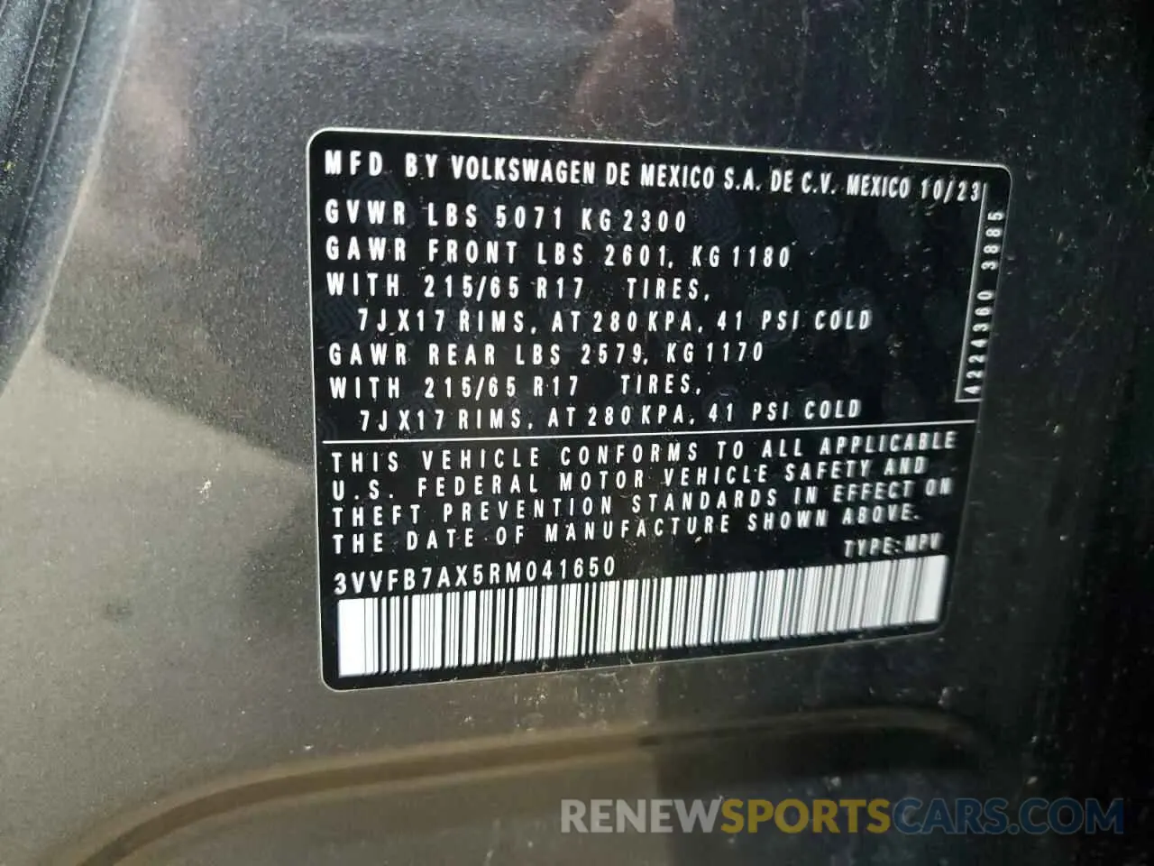 13 Photograph of a damaged car 3VVFB7AX5RM041650 VOLKSWAGEN TIGUAN 2024