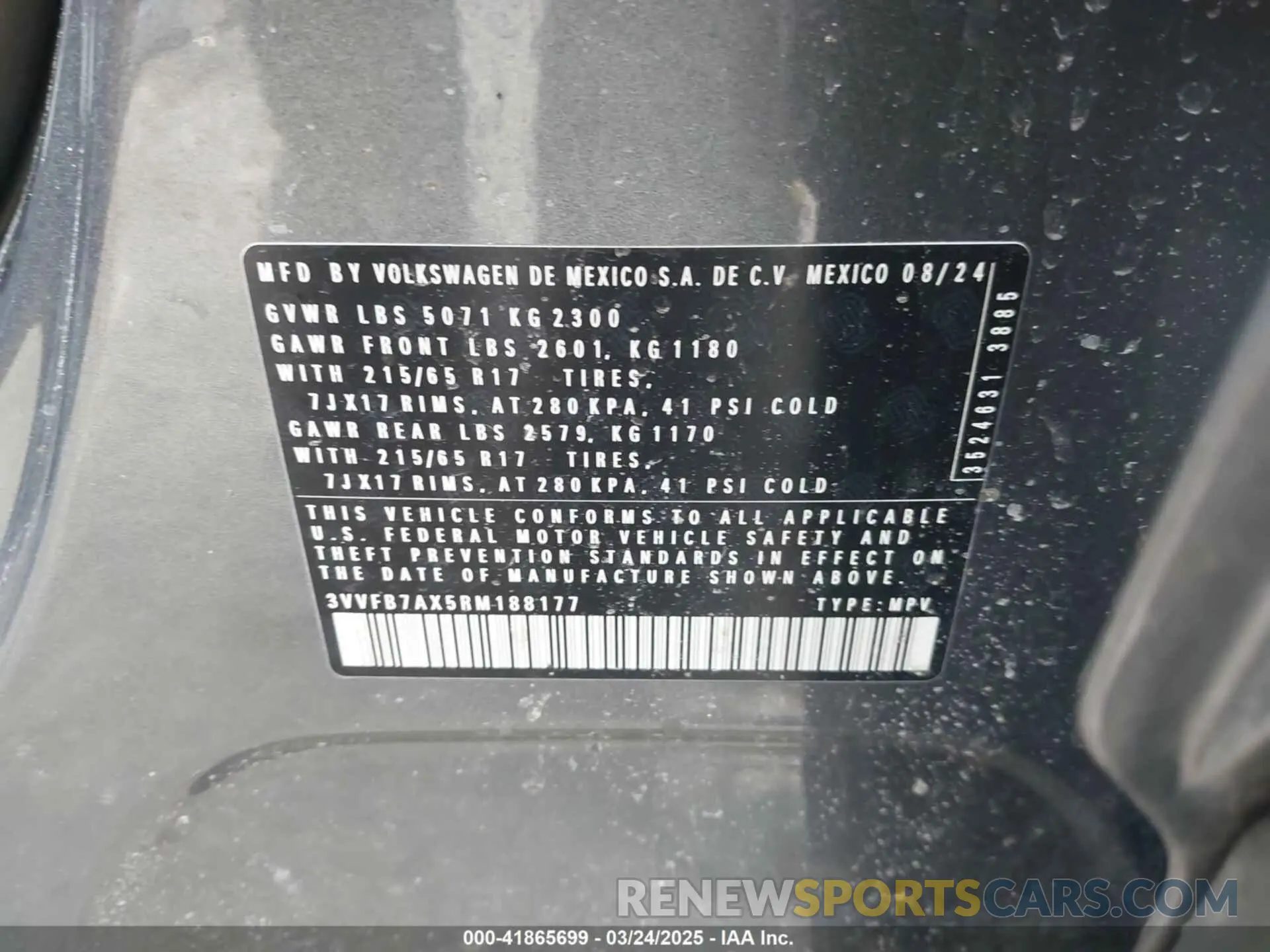 9 Photograph of a damaged car 3VVFB7AX5RM188177 VOLKSWAGEN TIGUAN 2024