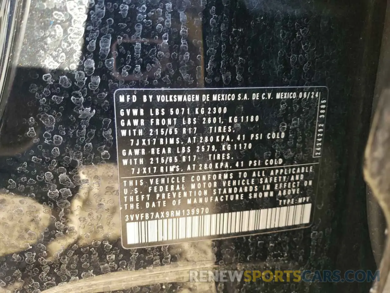 15 Photograph of a damaged car 3VVFB7AX9RM139970 VOLKSWAGEN TIGUAN 2024