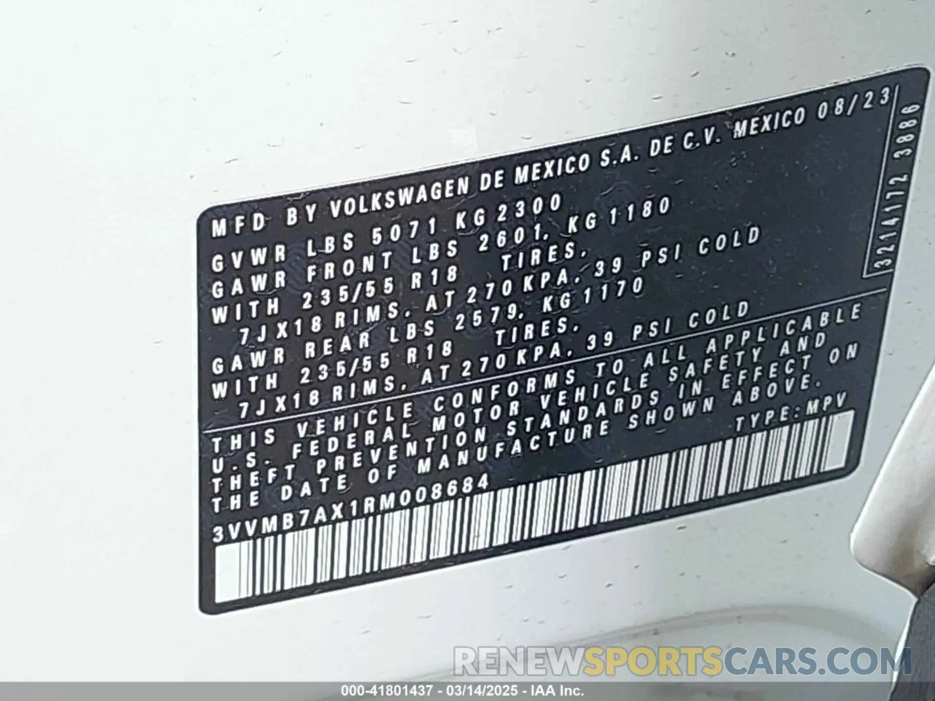 9 Photograph of a damaged car 3VVMB7AX1RM008684 VOLKSWAGEN TIGUAN 2024