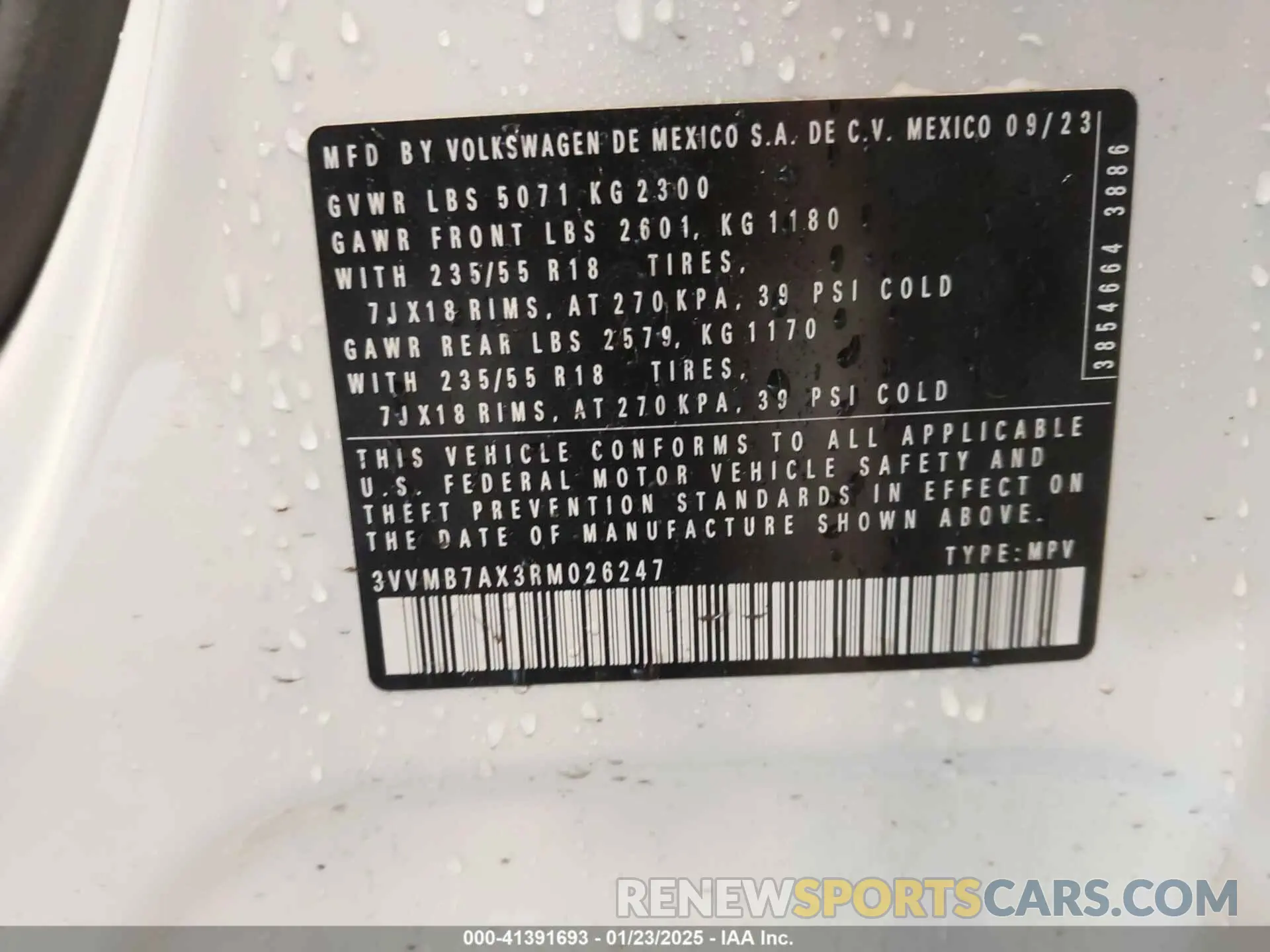 9 Photograph of a damaged car 3VVMB7AX3RM026247 VOLKSWAGEN TIGUAN 2024
