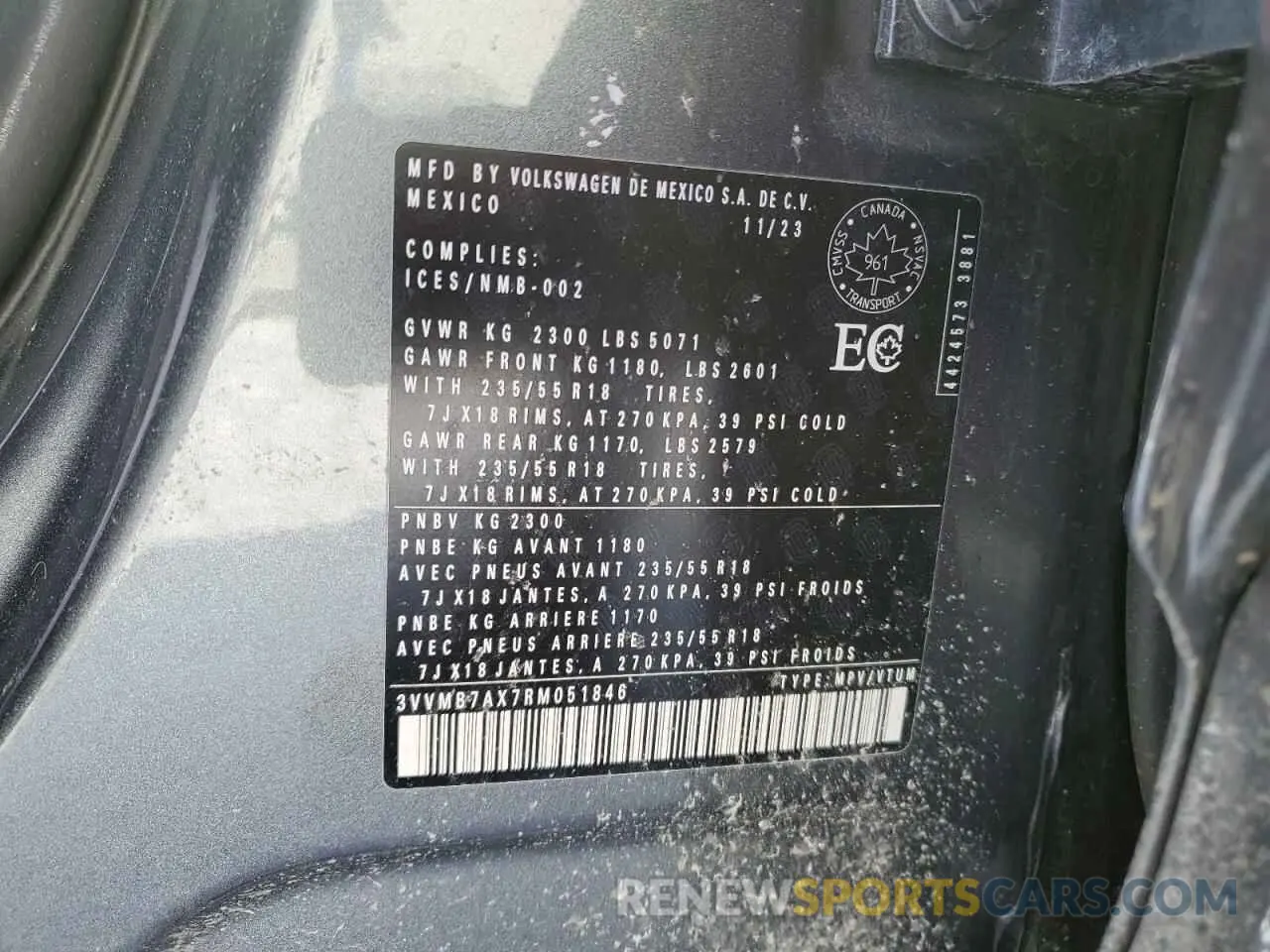 12 Photograph of a damaged car 3VVMB7AX7RM051846 VOLKSWAGEN TIGUAN 2024