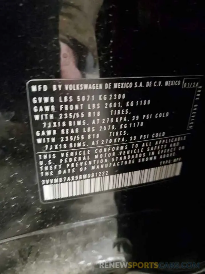 14 Photograph of a damaged car 3VVMB7AX9RM081222 VOLKSWAGEN TIGUAN 2024