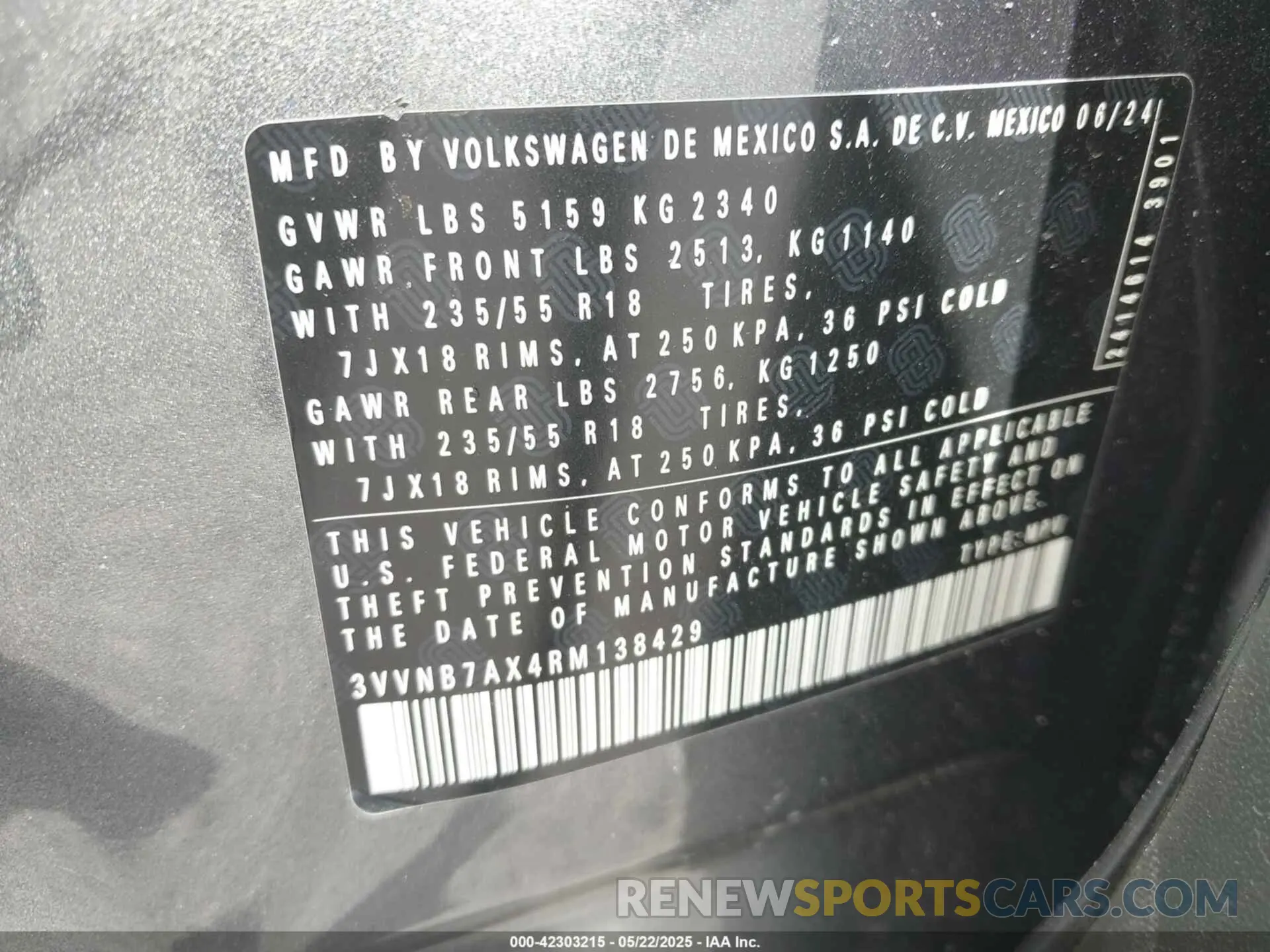 9 Photograph of a damaged car 3VVNB7AX4RM138429 VOLKSWAGEN TIGUAN 2024