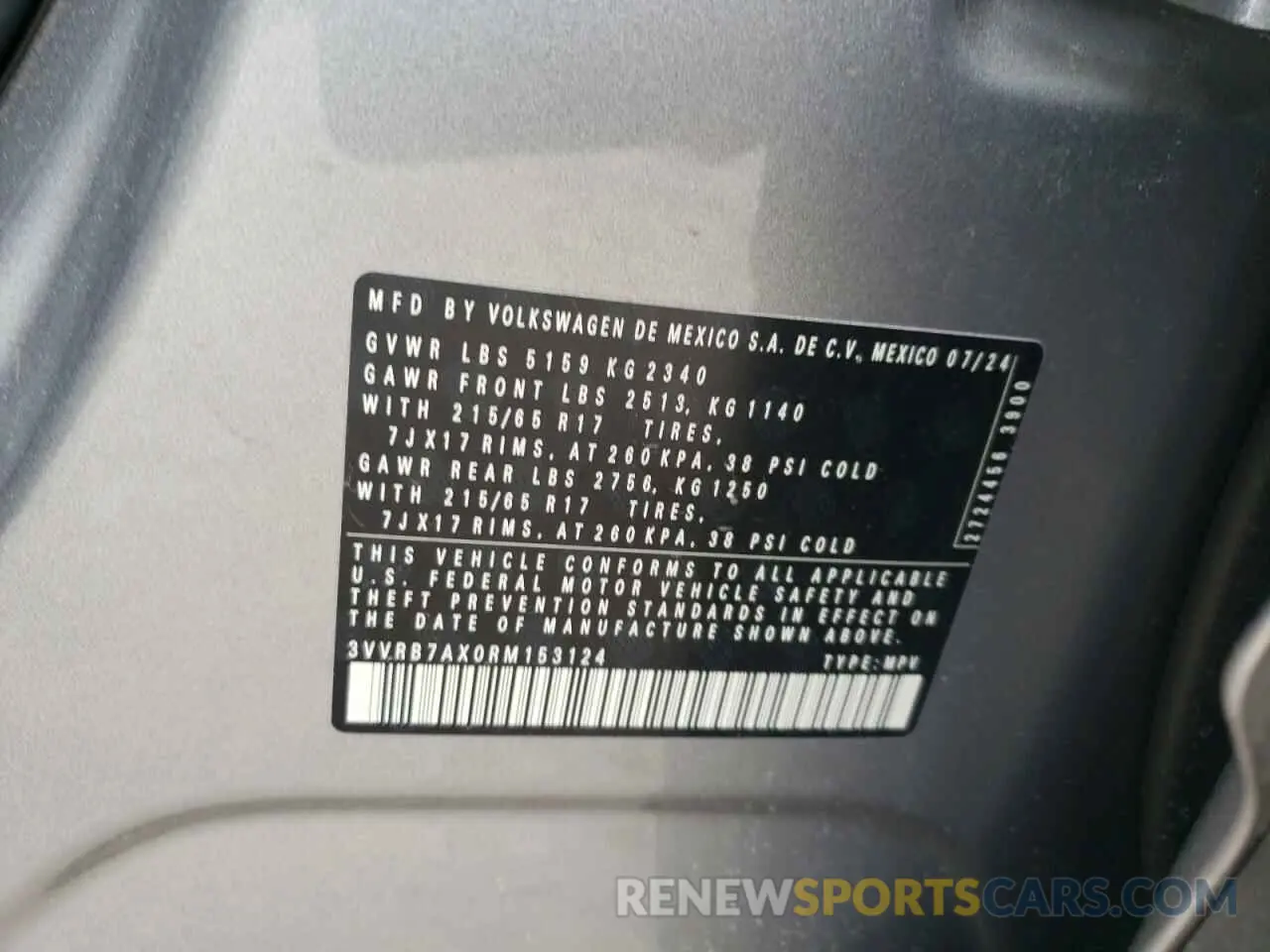 15 Photograph of a damaged car 3VVRB7AX0RM153124 VOLKSWAGEN TIGUAN 2024