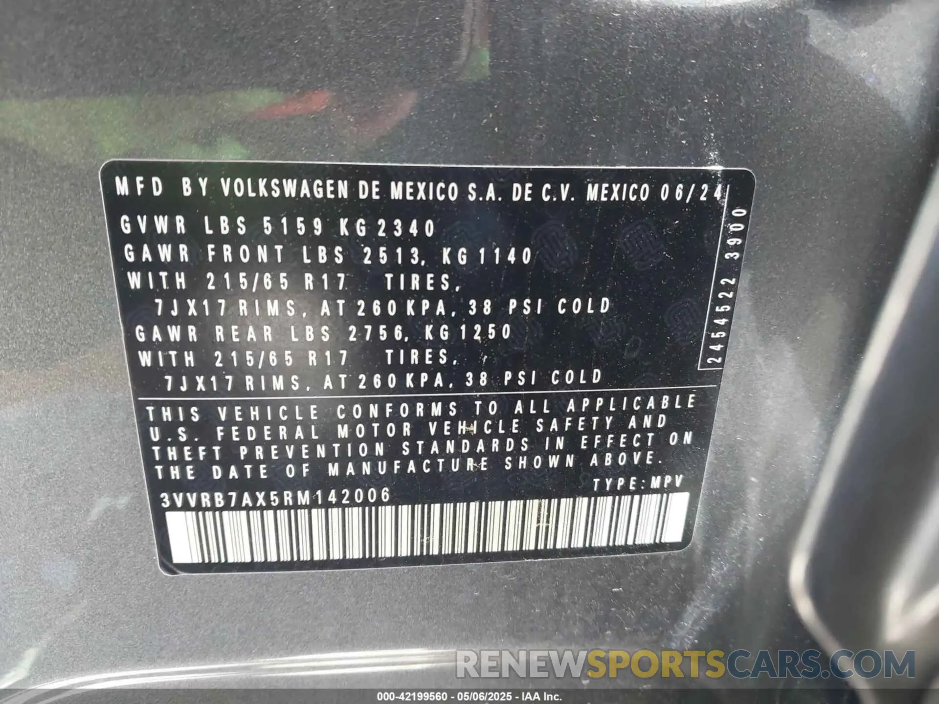 9 Photograph of a damaged car 3VVRB7AX5RM142006 VOLKSWAGEN TIGUAN 2024