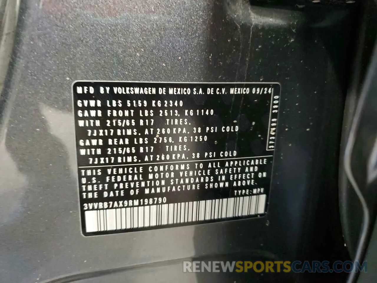 13 Photograph of a damaged car 3VVRB7AX9RM198790 VOLKSWAGEN TIGUAN 2024