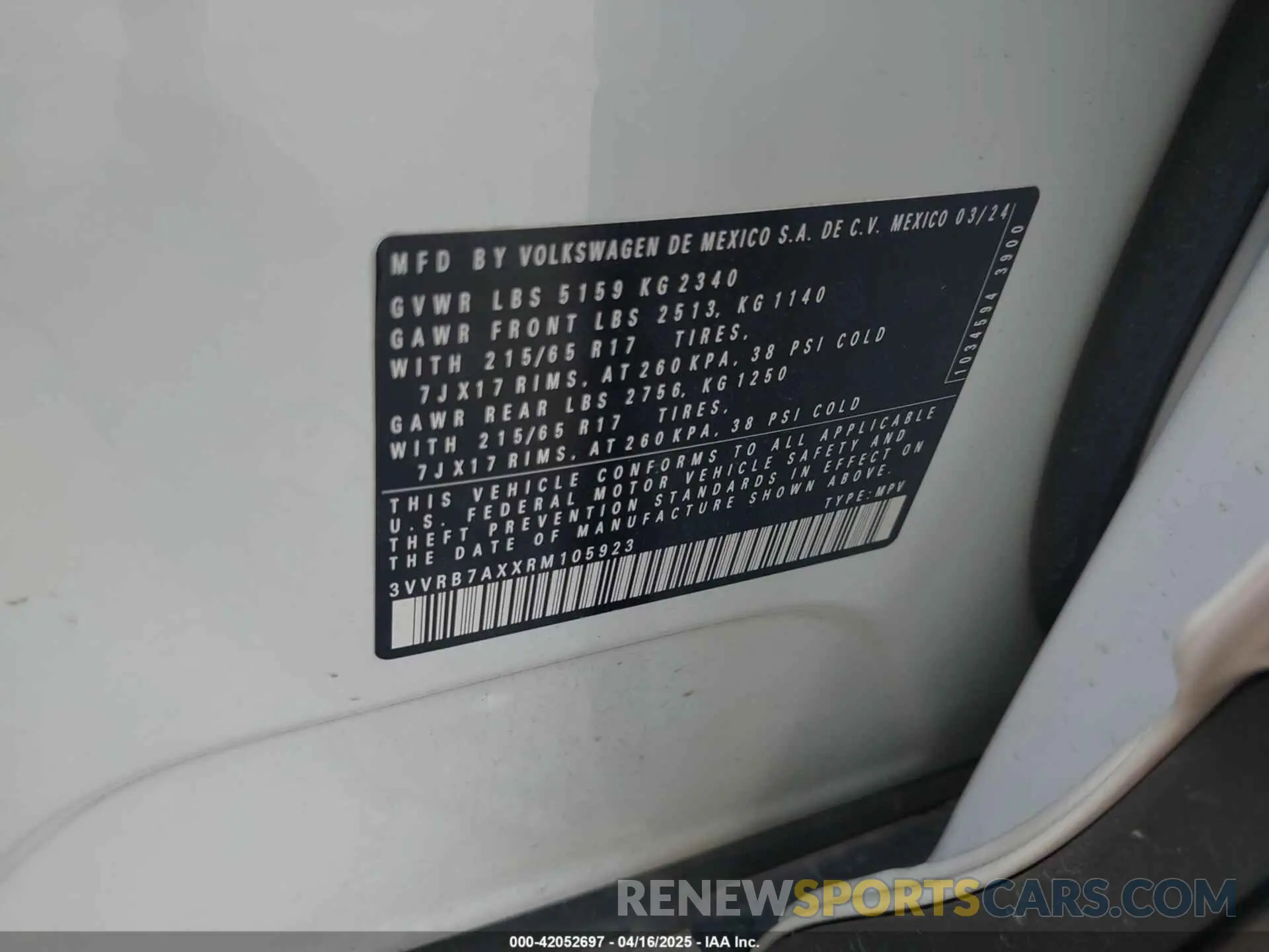 9 Photograph of a damaged car 3VVRB7AXXRM105923 VOLKSWAGEN TIGUAN 2024