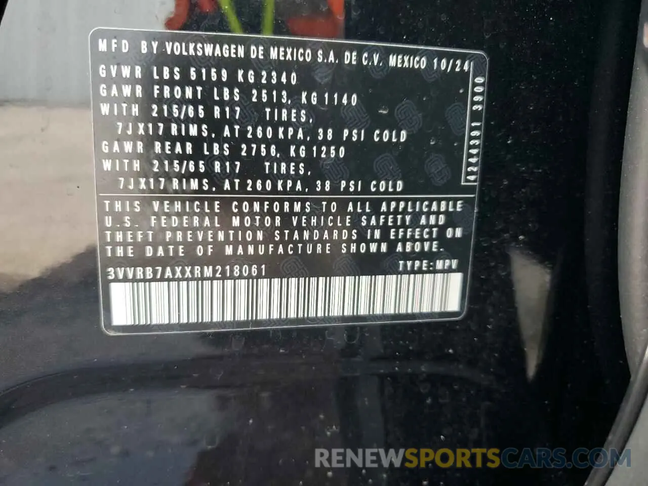 14 Photograph of a damaged car 3VVRB7AXXRM218061 VOLKSWAGEN TIGUAN 2024