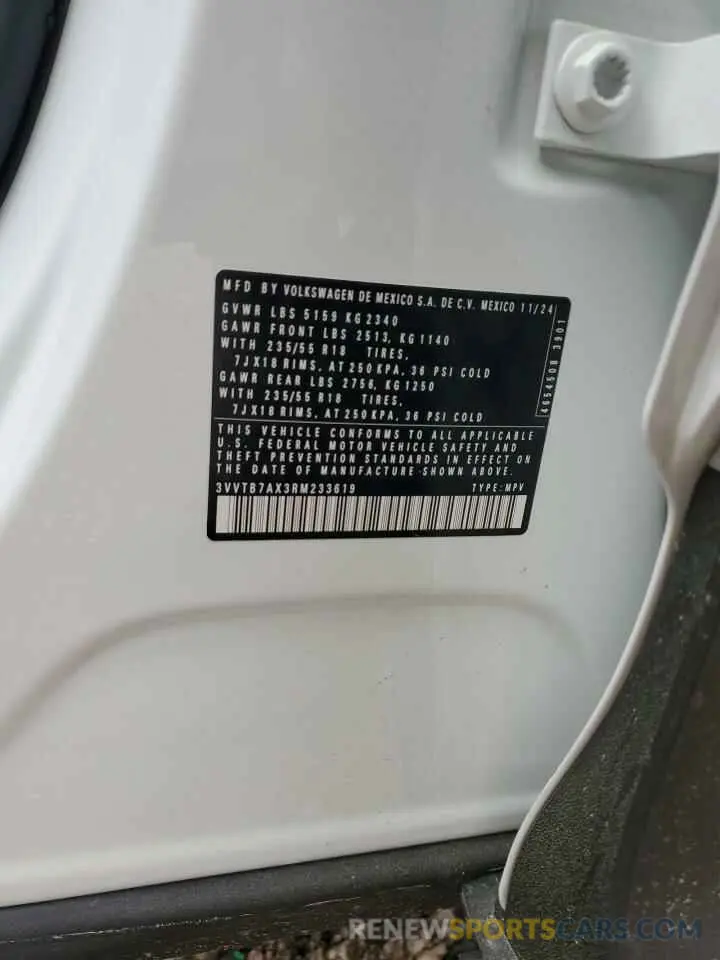 13 Photograph of a damaged car 3VVTB7AX3RM233619 VOLKSWAGEN TIGUAN 2024