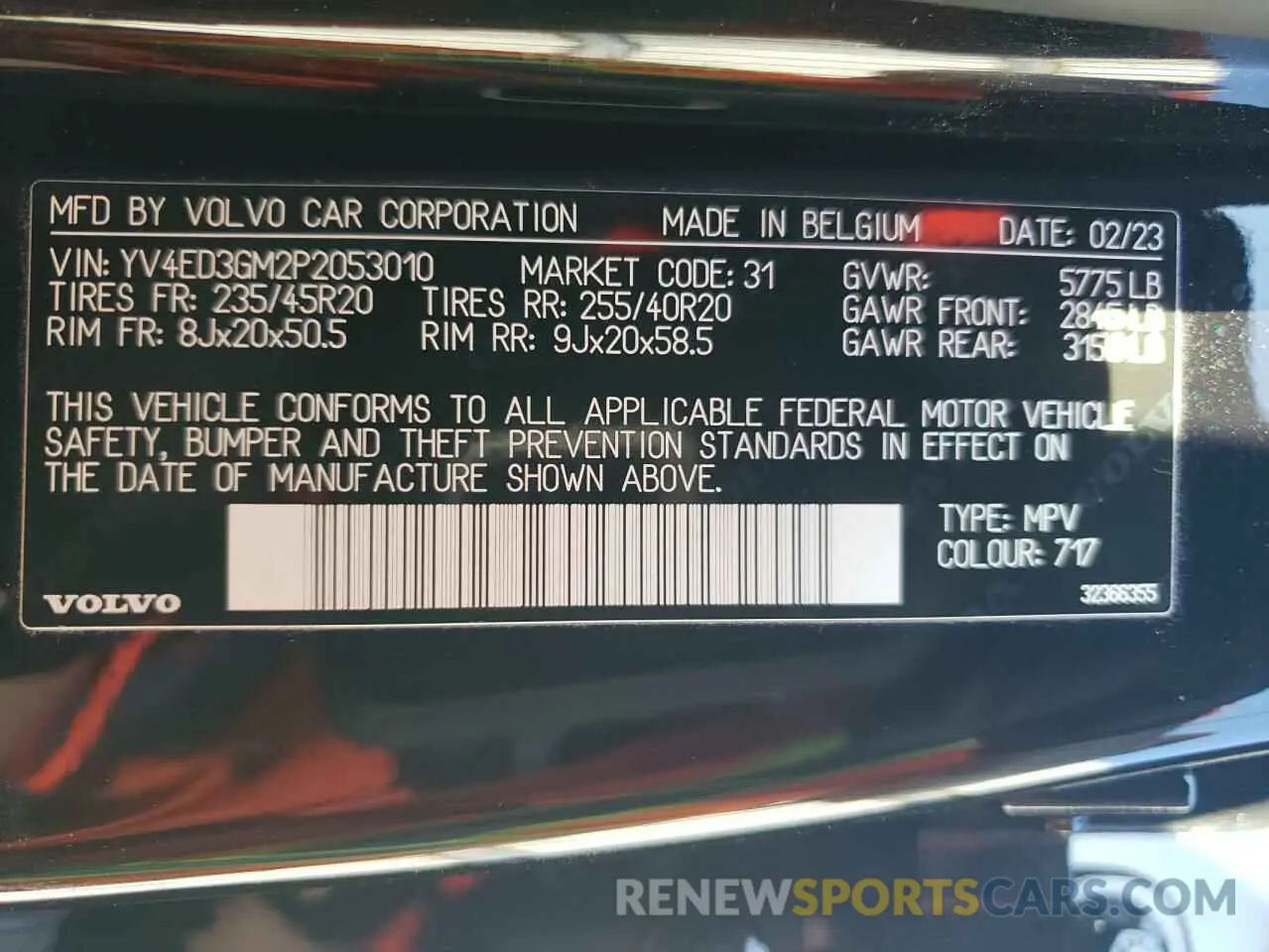 13 Photograph of a damaged car YV4ED3GM2P2053010 VOLVO C40 RECHAR 2023