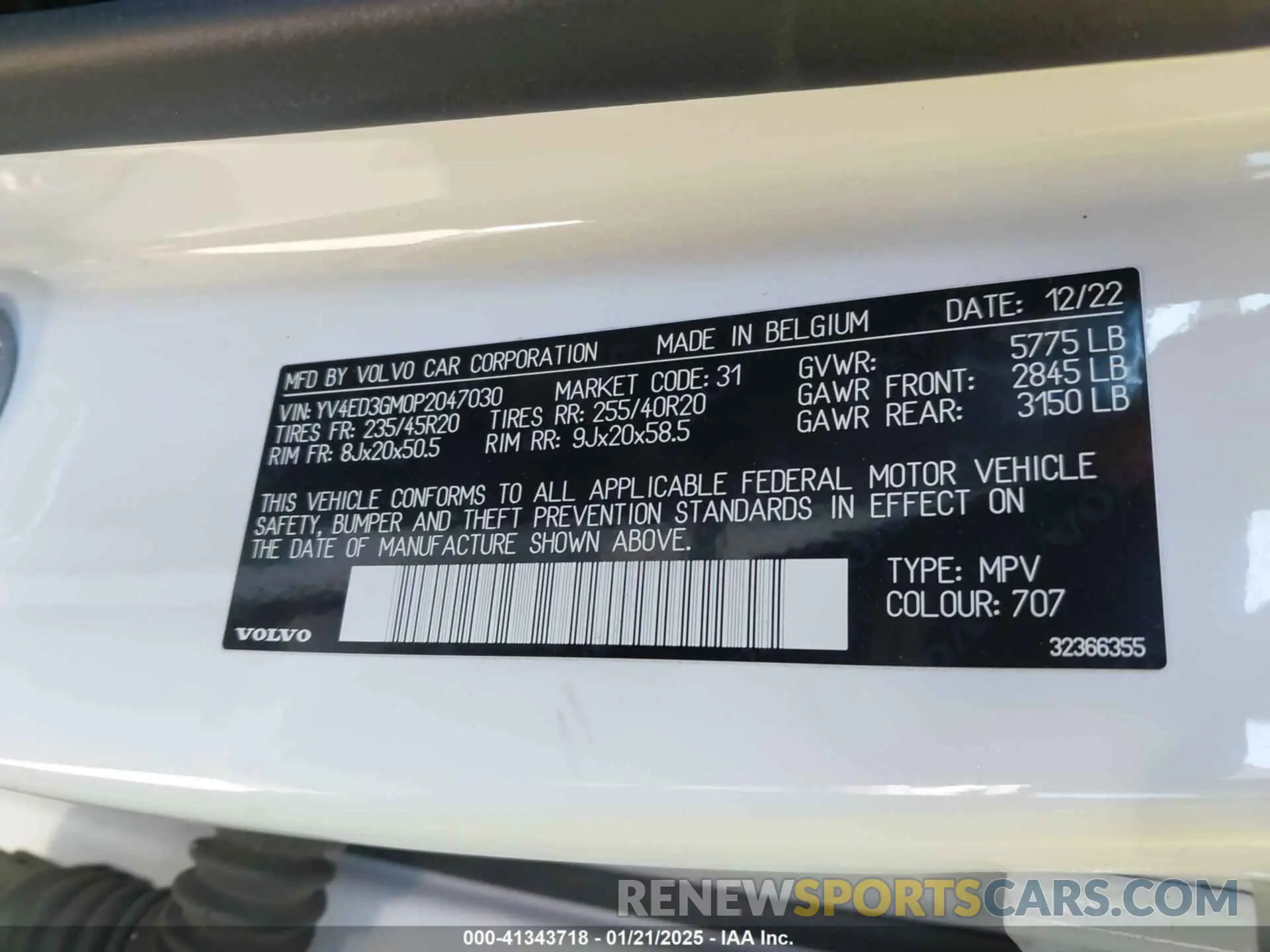 9 Photograph of a damaged car YV4ED3GM0P2047030 VOLVO C40 RECHARGE PURE ELECTRIC 2023