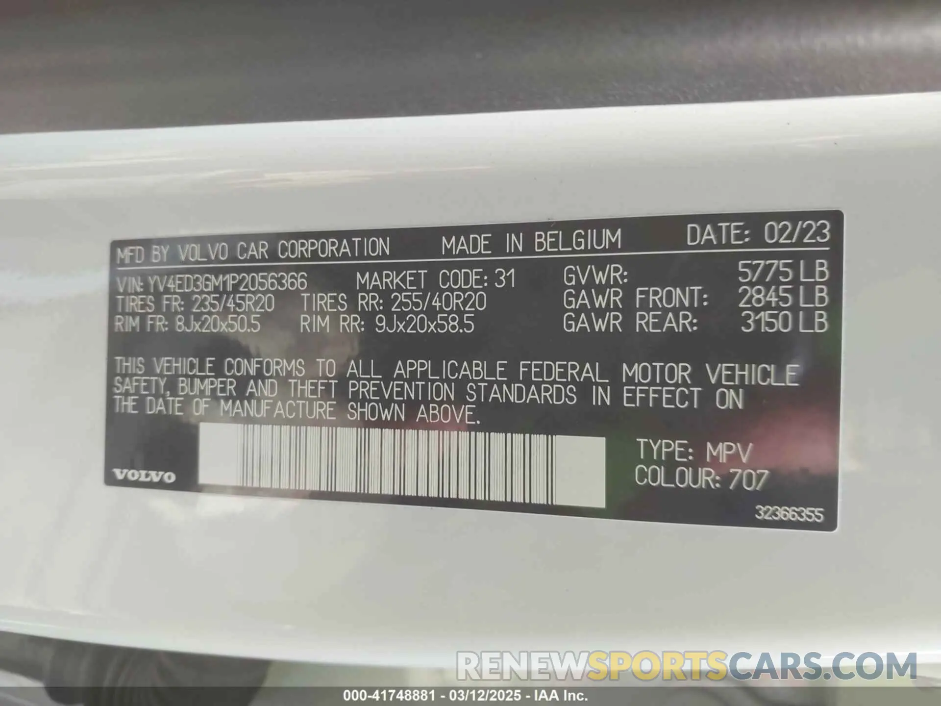 9 Photograph of a damaged car YV4ED3GM1P2056366 VOLVO C40 RECHARGE PURE ELECTRIC 2023