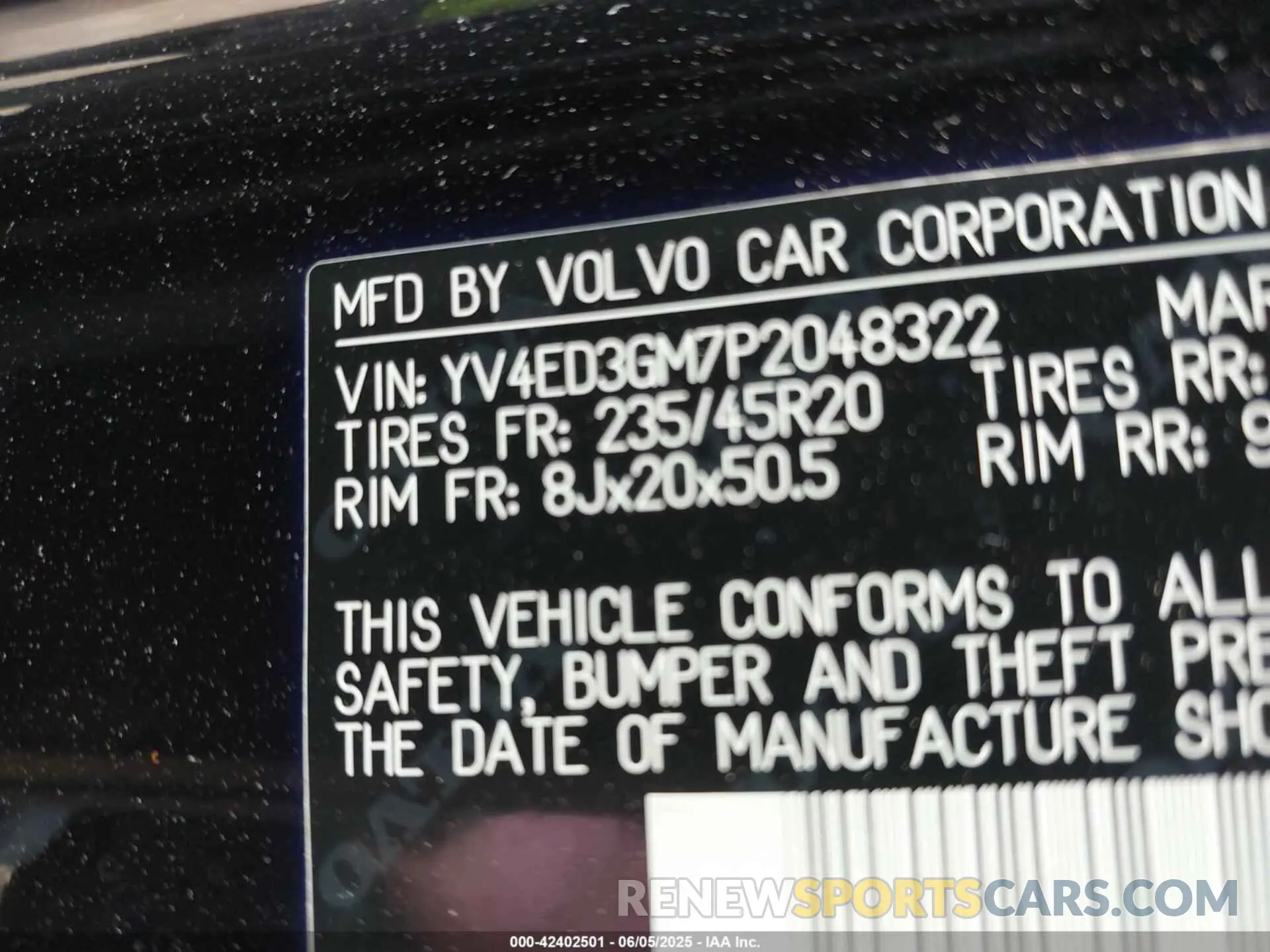 9 Photograph of a damaged car YV4ED3GM7P2048322 VOLVO C40 RECHARGE PURE ELECTRIC 2023