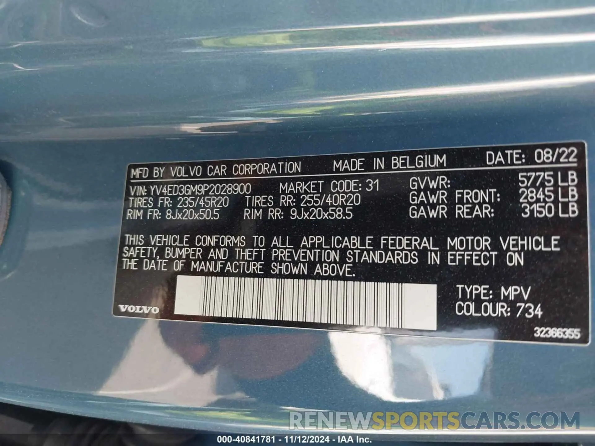 9 Photograph of a damaged car YV4ED3GM9P2028900 VOLVO C40 RECHARGE PURE ELECTRIC 2023