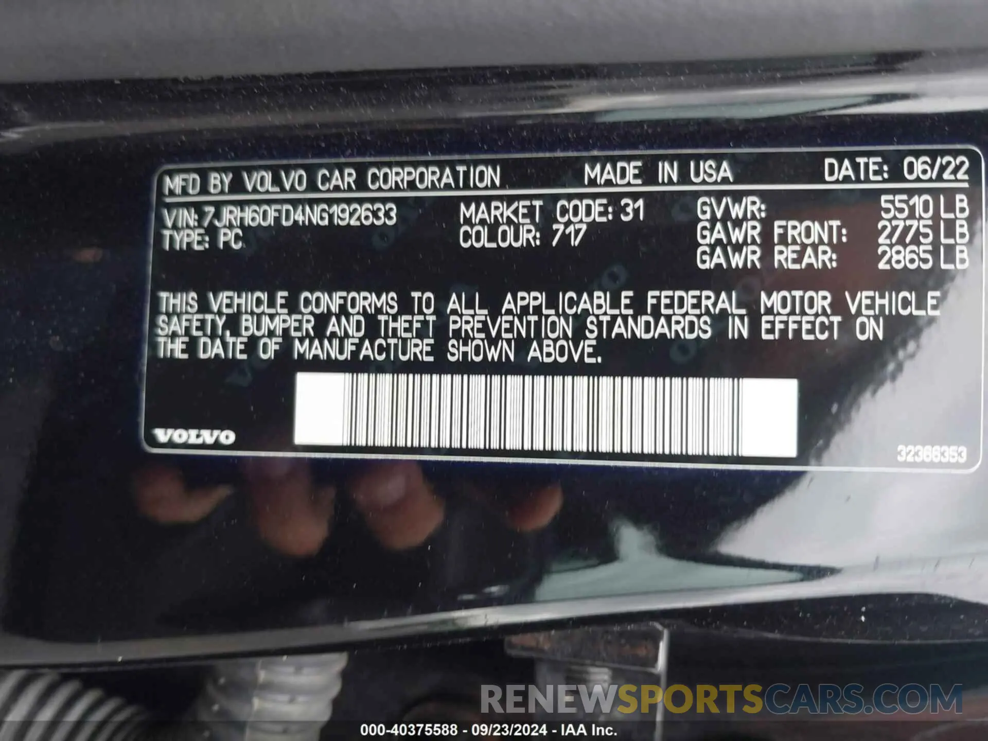 9 Photograph of a damaged car 7JRH60FD4NG192633 VOLVO S60 RECHARGE PLUG-IN HYBRID 2022