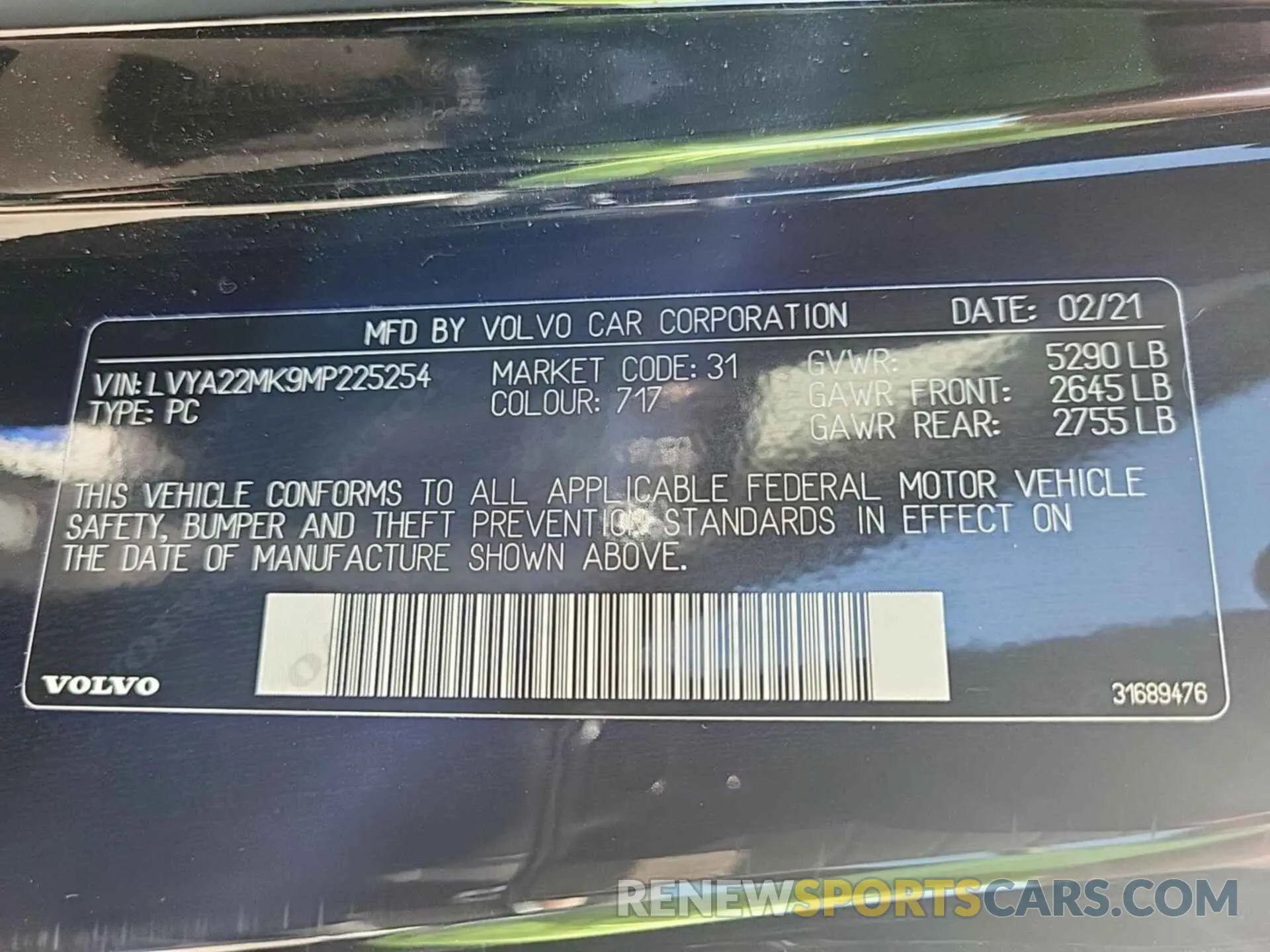 14 Photograph of a damaged car LVYA22MK9MP225254 VOLVO S90 2021