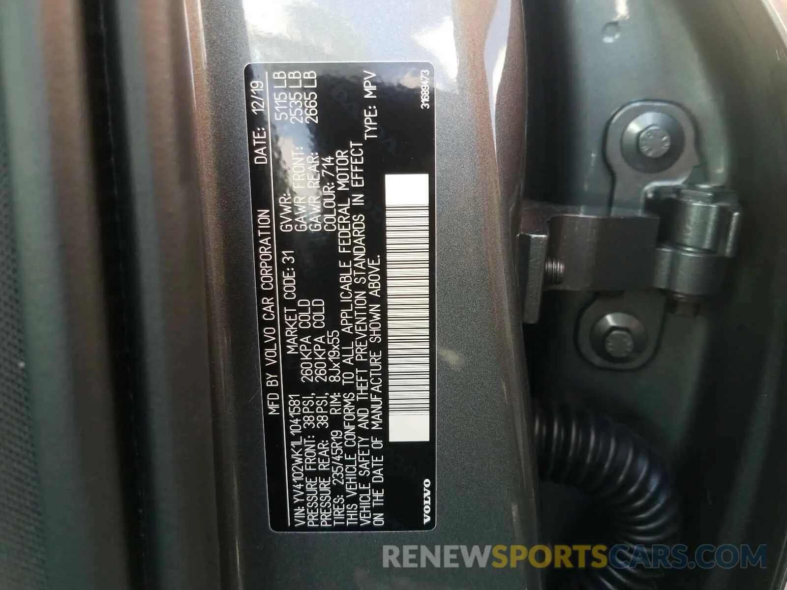 10 Photograph of a damaged car YV4102WK1L1041581 VOLVO V60 2020
