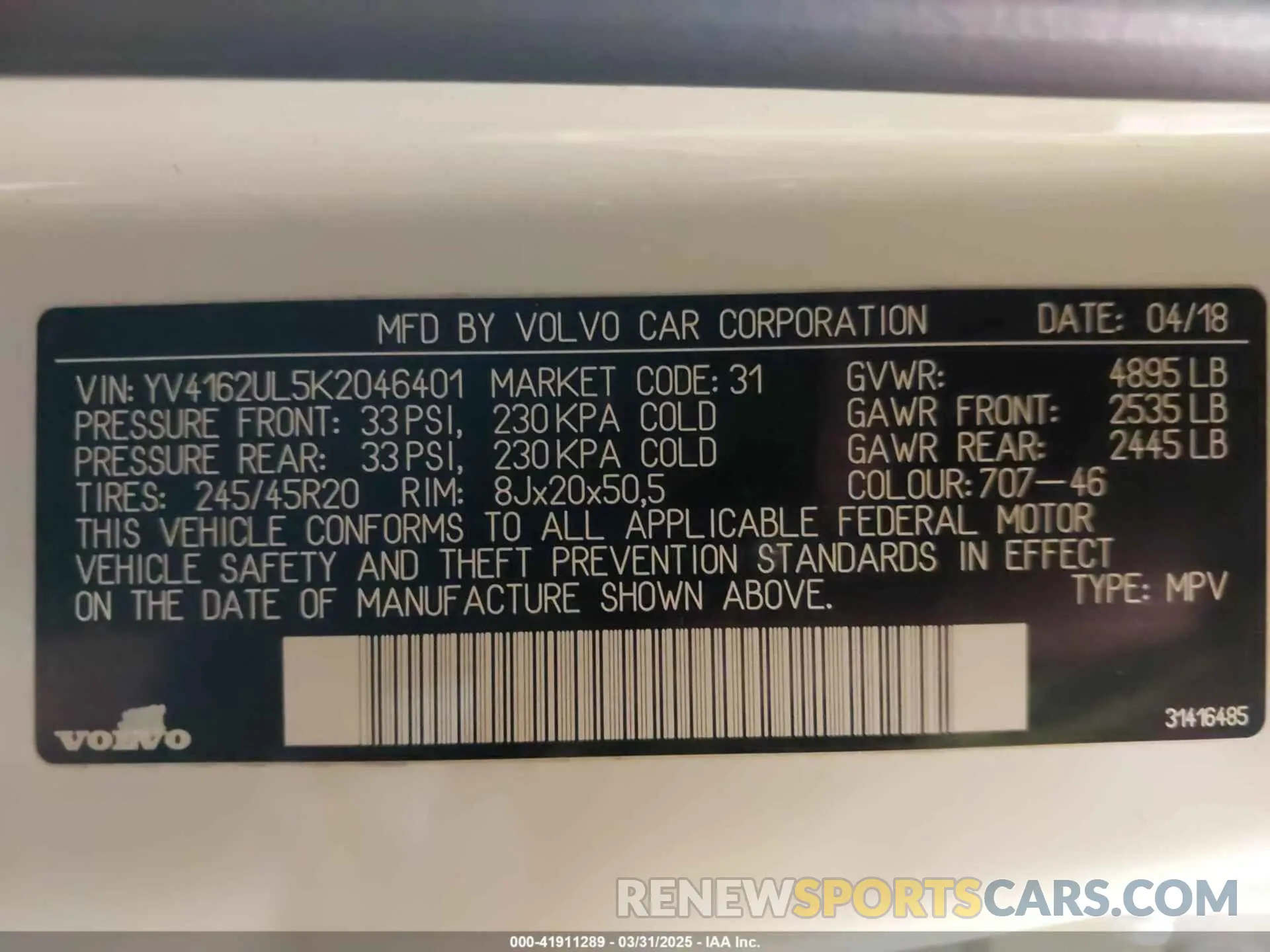 9 Photograph of a damaged car YV4162UL5K2046401 VOLVO XC40 2019