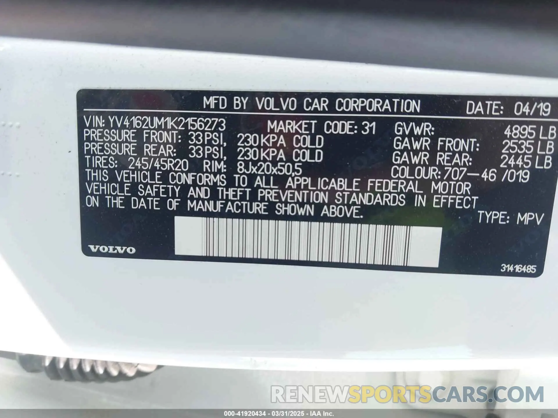 9 Photograph of a damaged car YV4162UM1K2156273 VOLVO XC40 2019